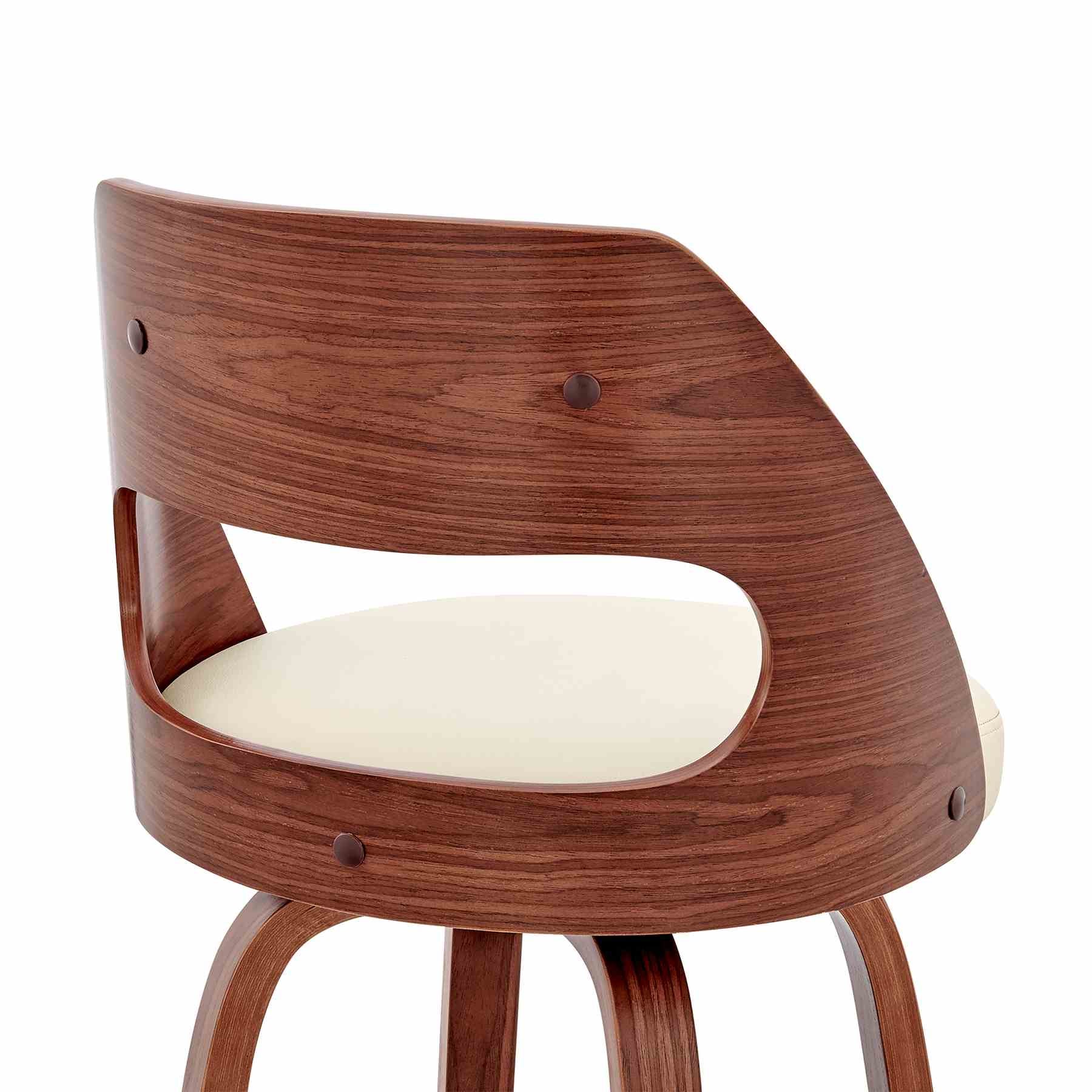 Julius 26" Cream Faux Leather and Walnut Wood Bar Stool - Image 7