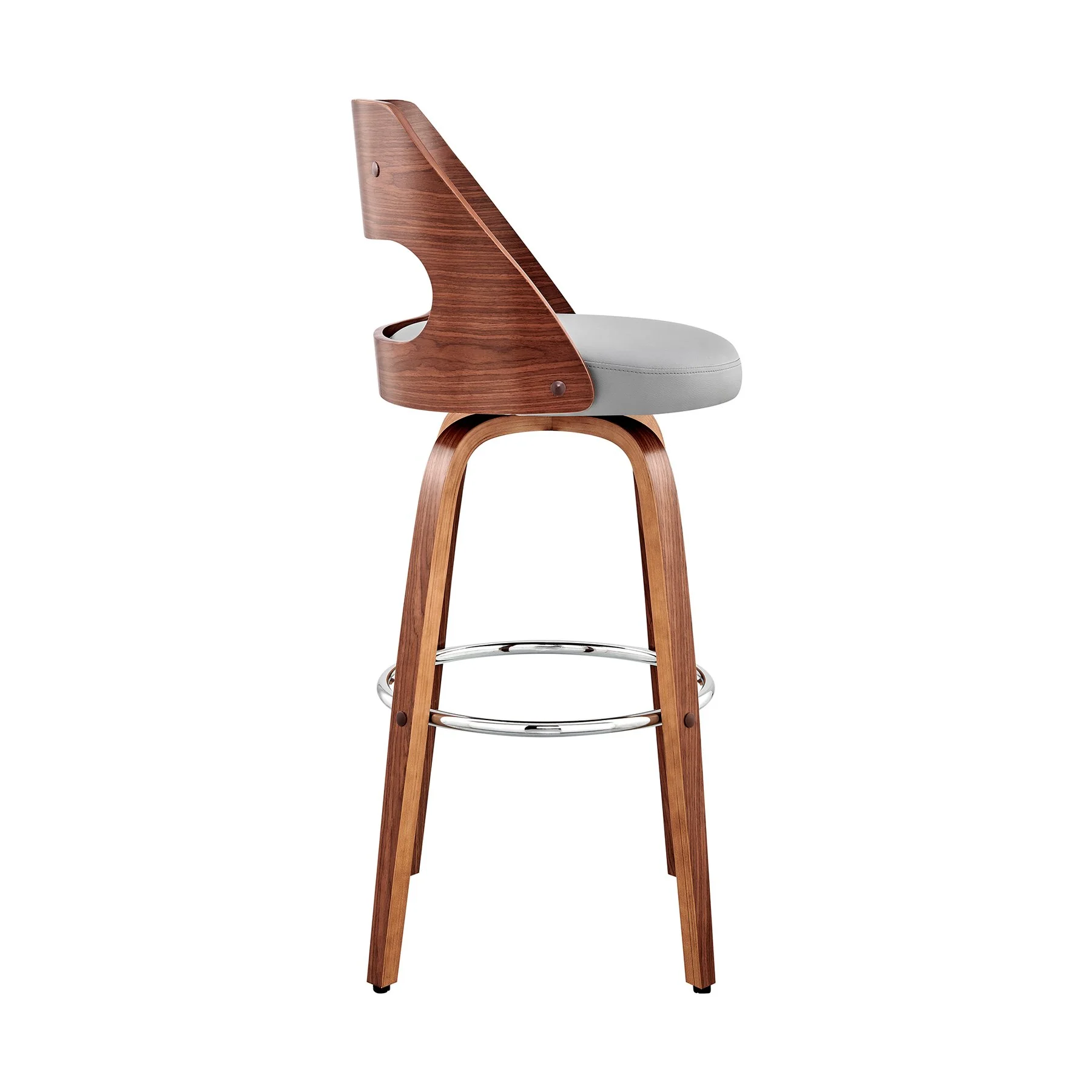 Julius 26" Gray Faux Leather and Walnut Wood Bar Stool - Image 3