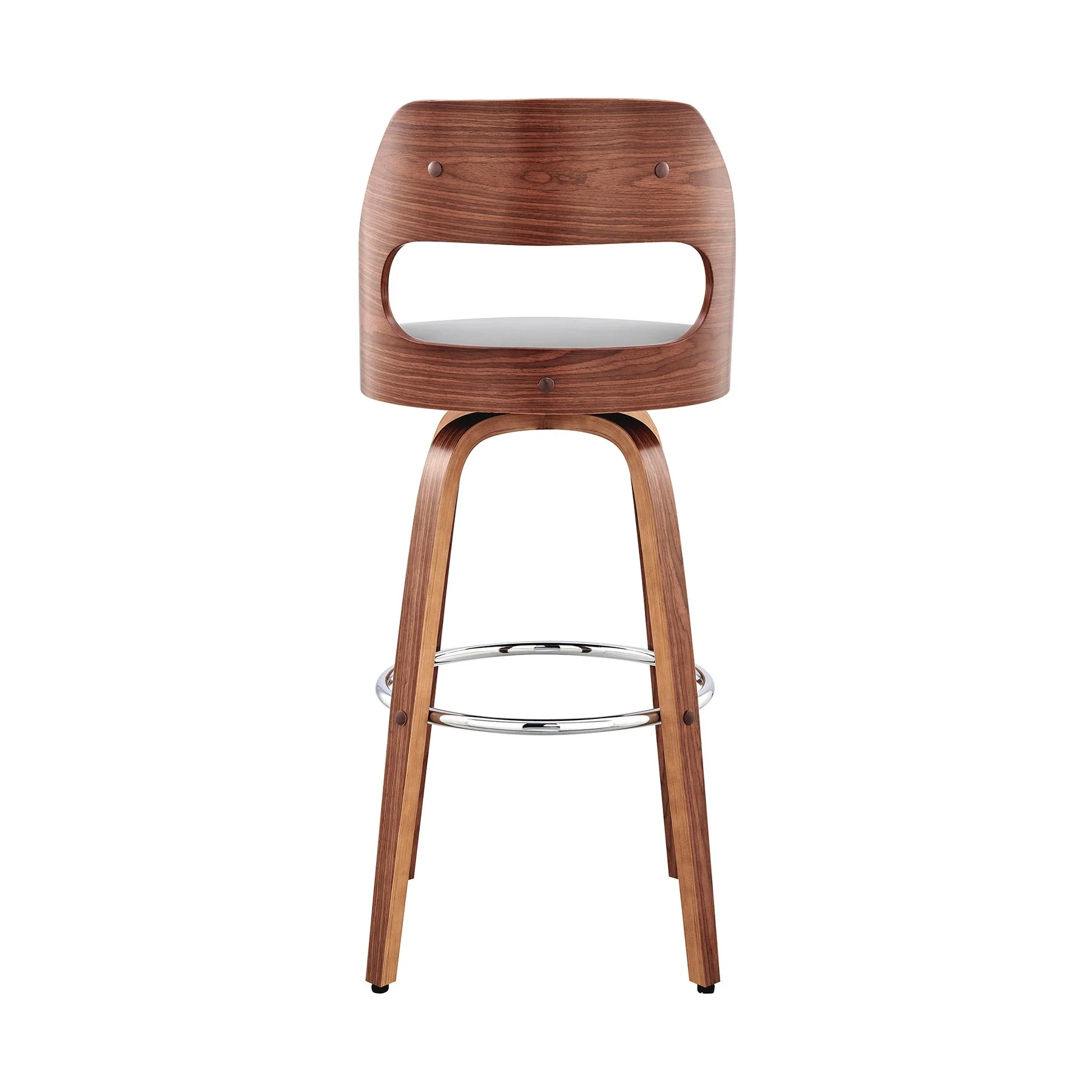 Julius 26" Gray Faux Leather and Walnut Wood Bar Stool - Image 5