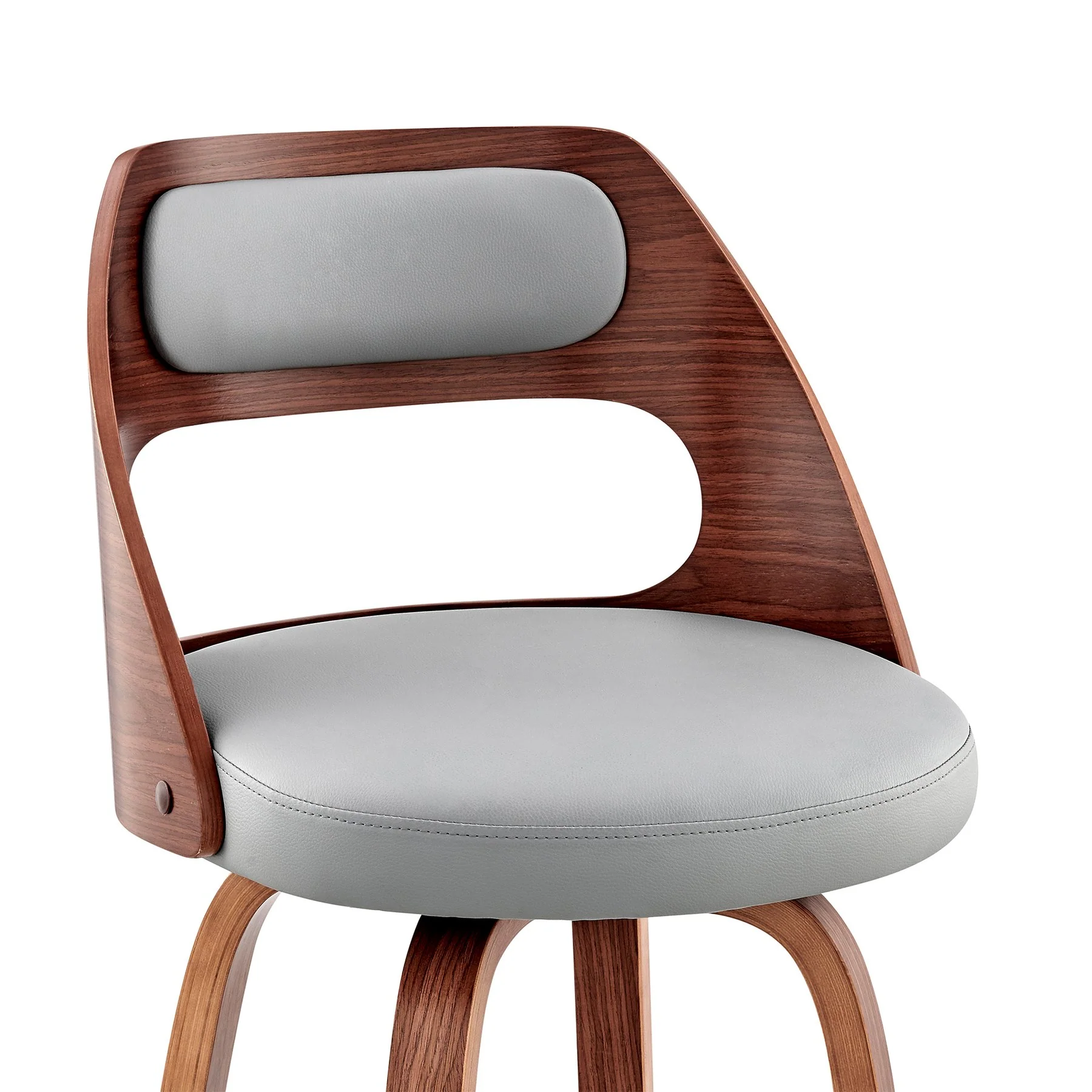 Julius 26" Gray Faux Leather and Walnut Wood Bar Stool - Image 6