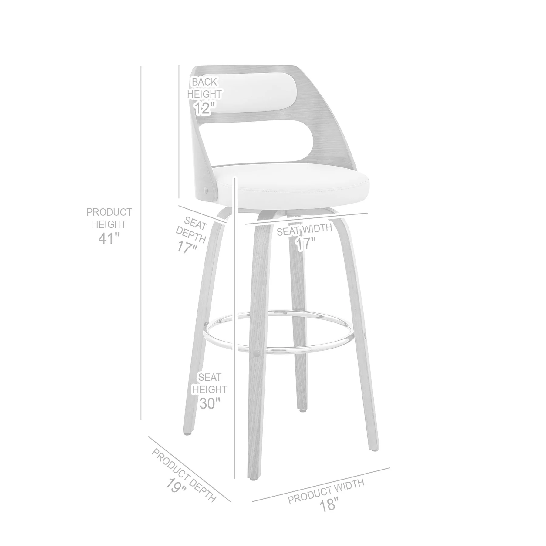 Julius 30" Brown Faux Leather and Walnut Wood Bar Stool - Image 10