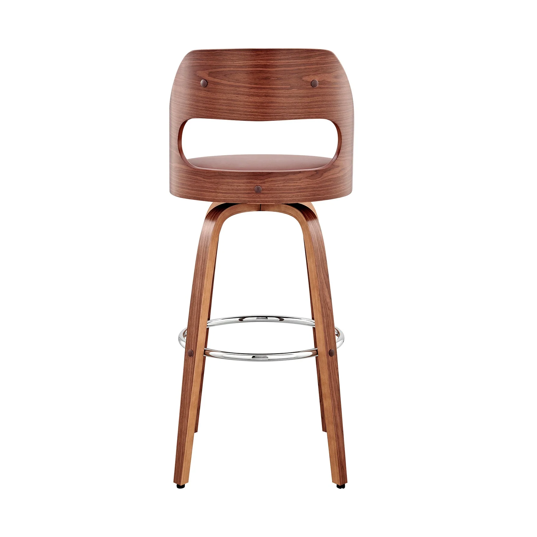 Julius 30" Brown Faux Leather and Walnut Wood Bar Stool - Image 5