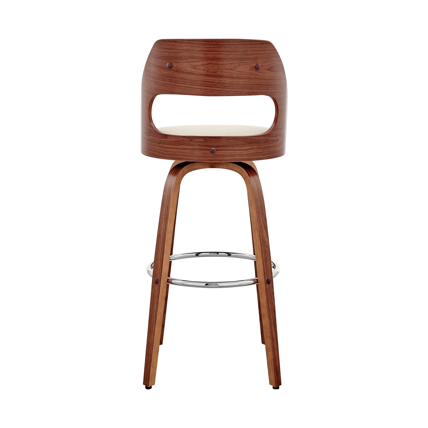 Julius 30" Cream Faux Leather and Walnut Wood Bar Stool - Image 5