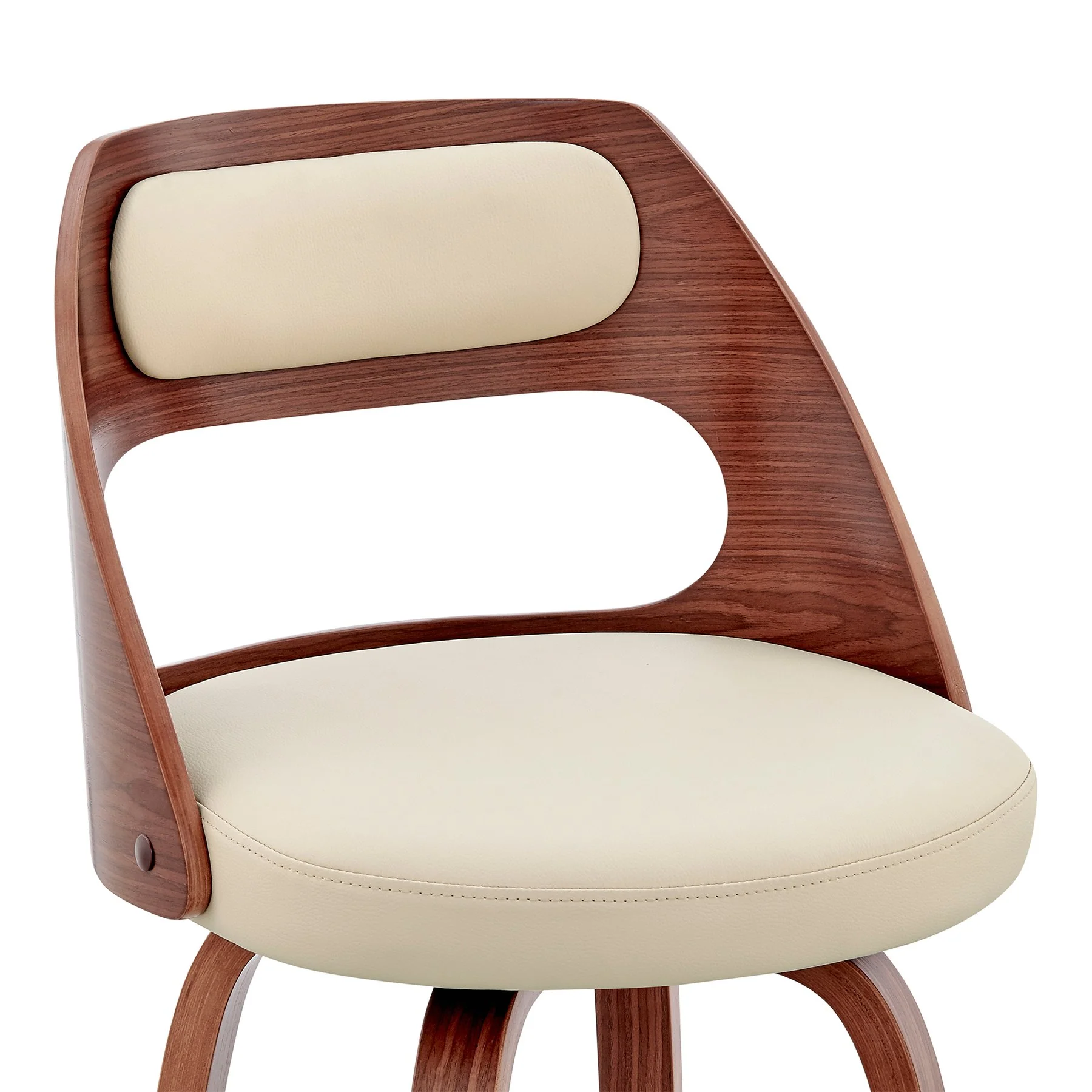 Julius 30" Cream Faux Leather and Walnut Wood Bar Stool - Image 6