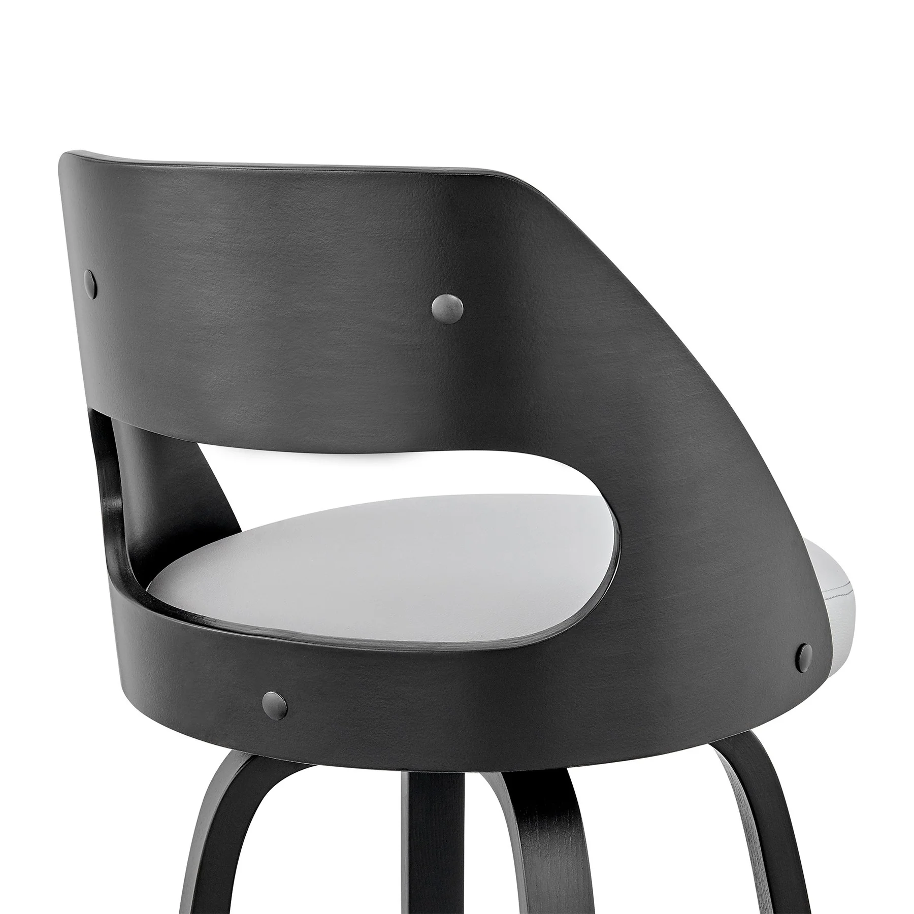 Julius 30" Gray Faux Leather and Black Wood Bar Stool - Image 7