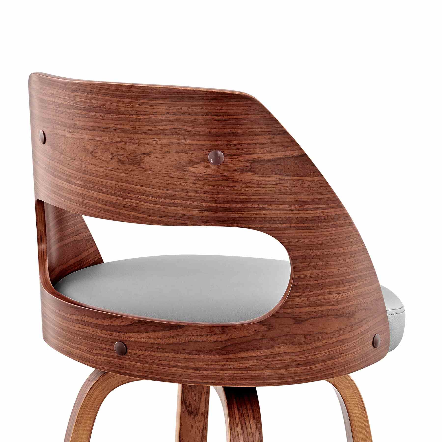 Julius 30" Gray Faux Leather and Walnut Wood Bar Stool - Image 7