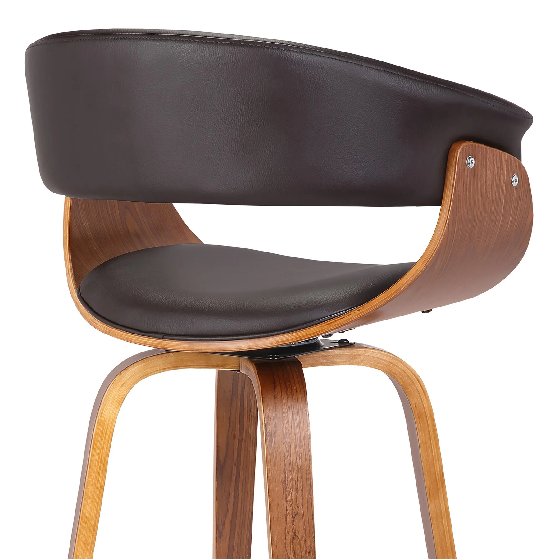 Julyssa 26" Counter Height Swivel Brown Faux Leather and Walnut Wood Bar Stool - Image 5