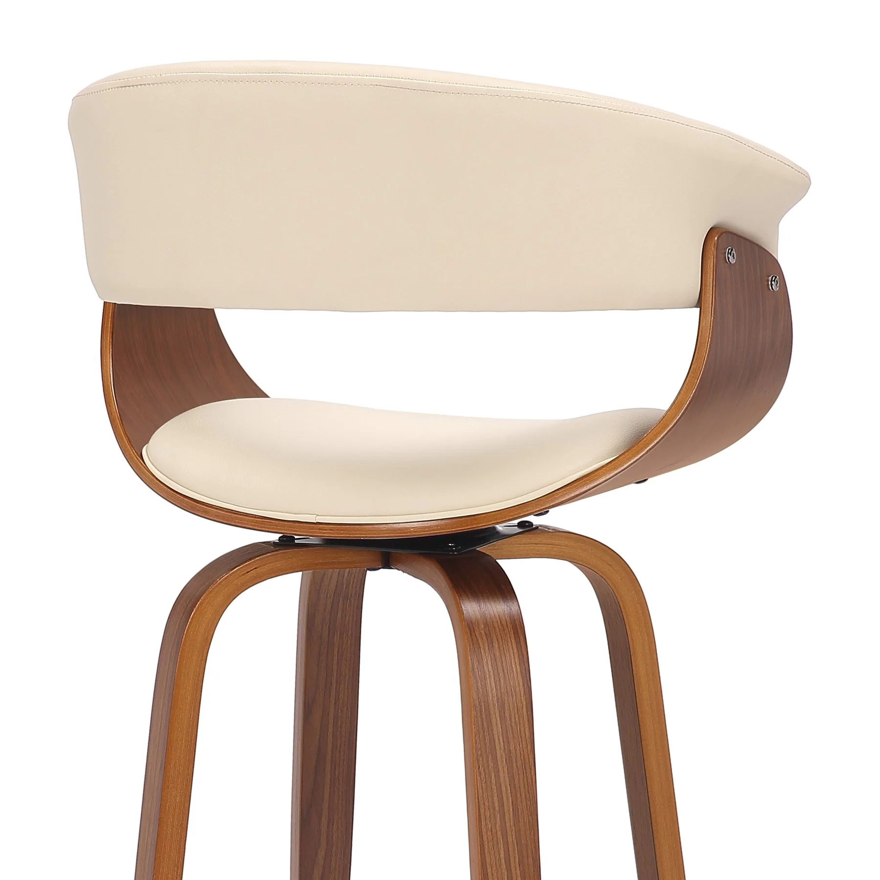 Julyssa 26" Counter Height Swivel Cream Faux Leather and Walnut Wood Bar Stool - Image 7