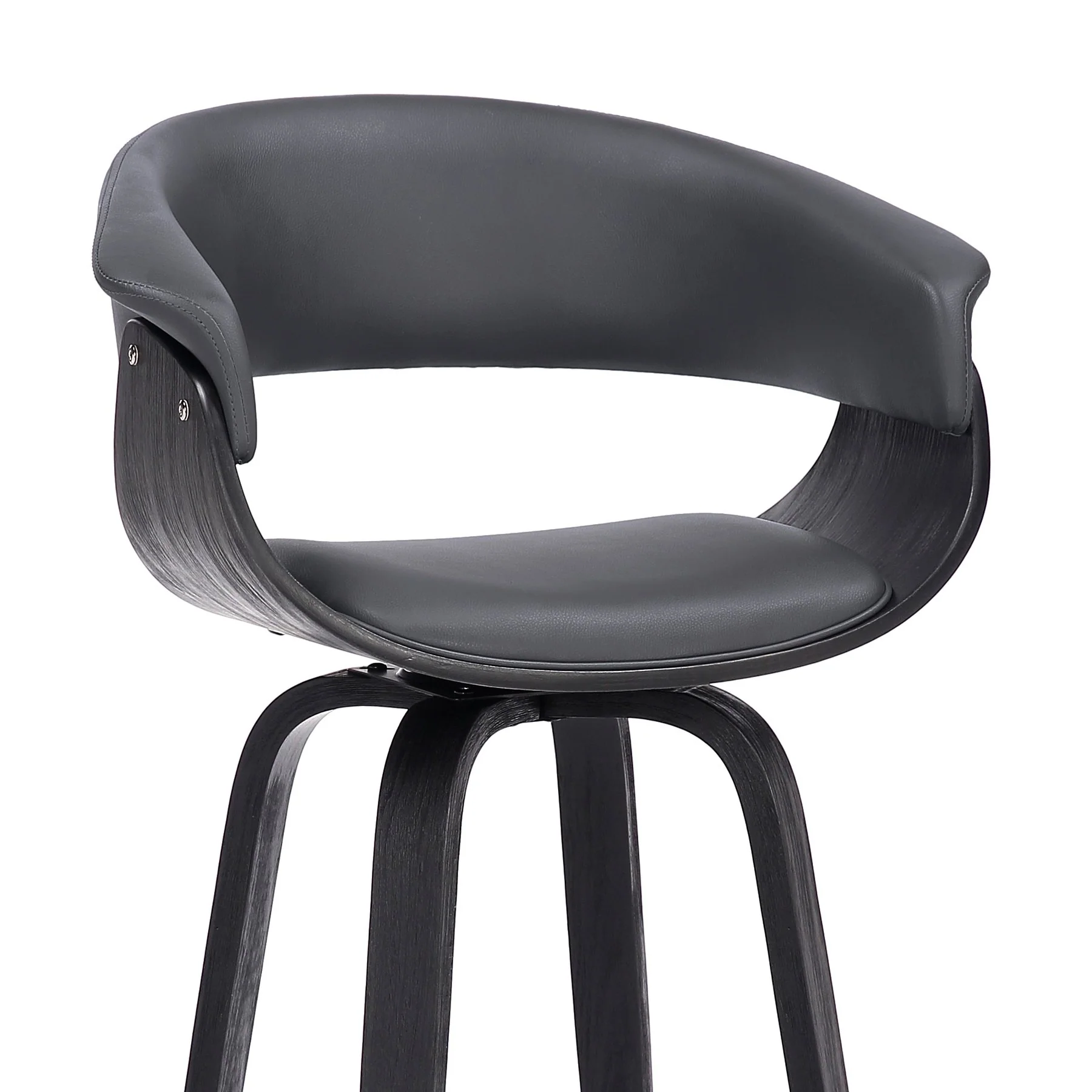 Julyssa 26" Counter Height Swivel Gray Faux Leather and Black Wood Bar Stool - Image 6