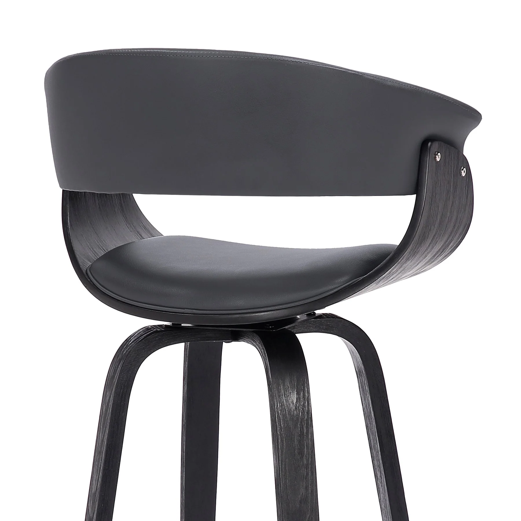 Julyssa 30" Bar Height Swivel Gray Faux Leather and Black Wood Bar Stool - Image 7