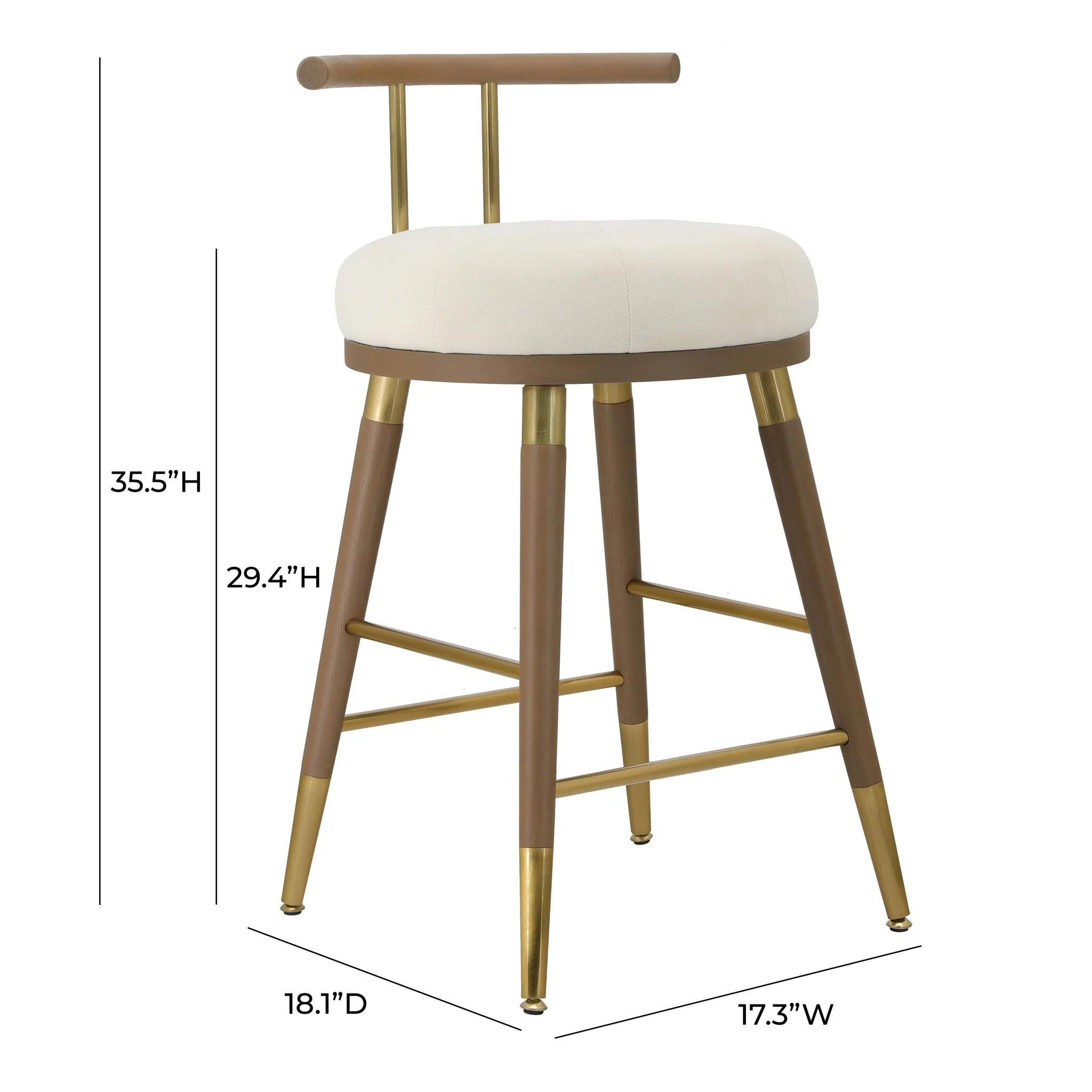 Juniper Cream Velvet Barstool - Image 6
