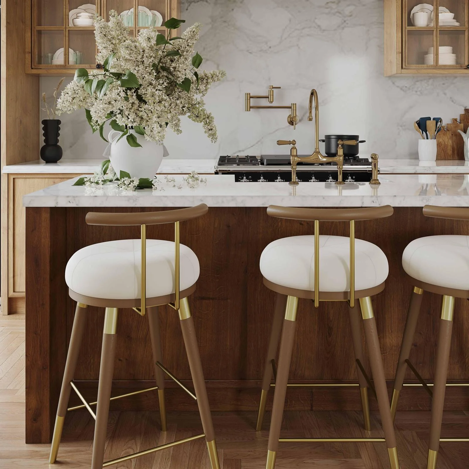 Juniper Cream Velvet Counter Stool - Image 2