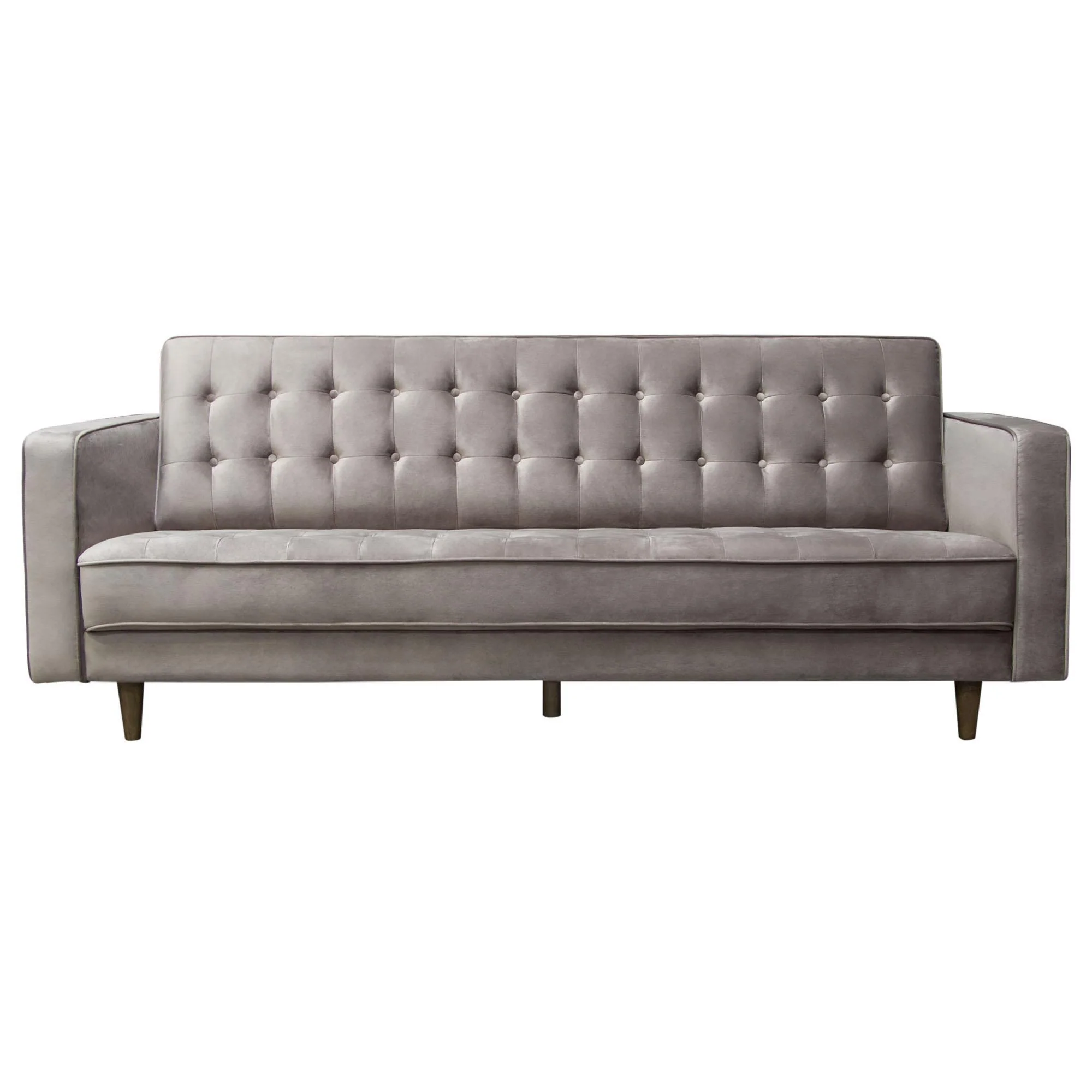 Juniper Tufted Sofa in Champagne Grey Velvet with (2) Bolster Pillows by Diamond Sofa - Image 2