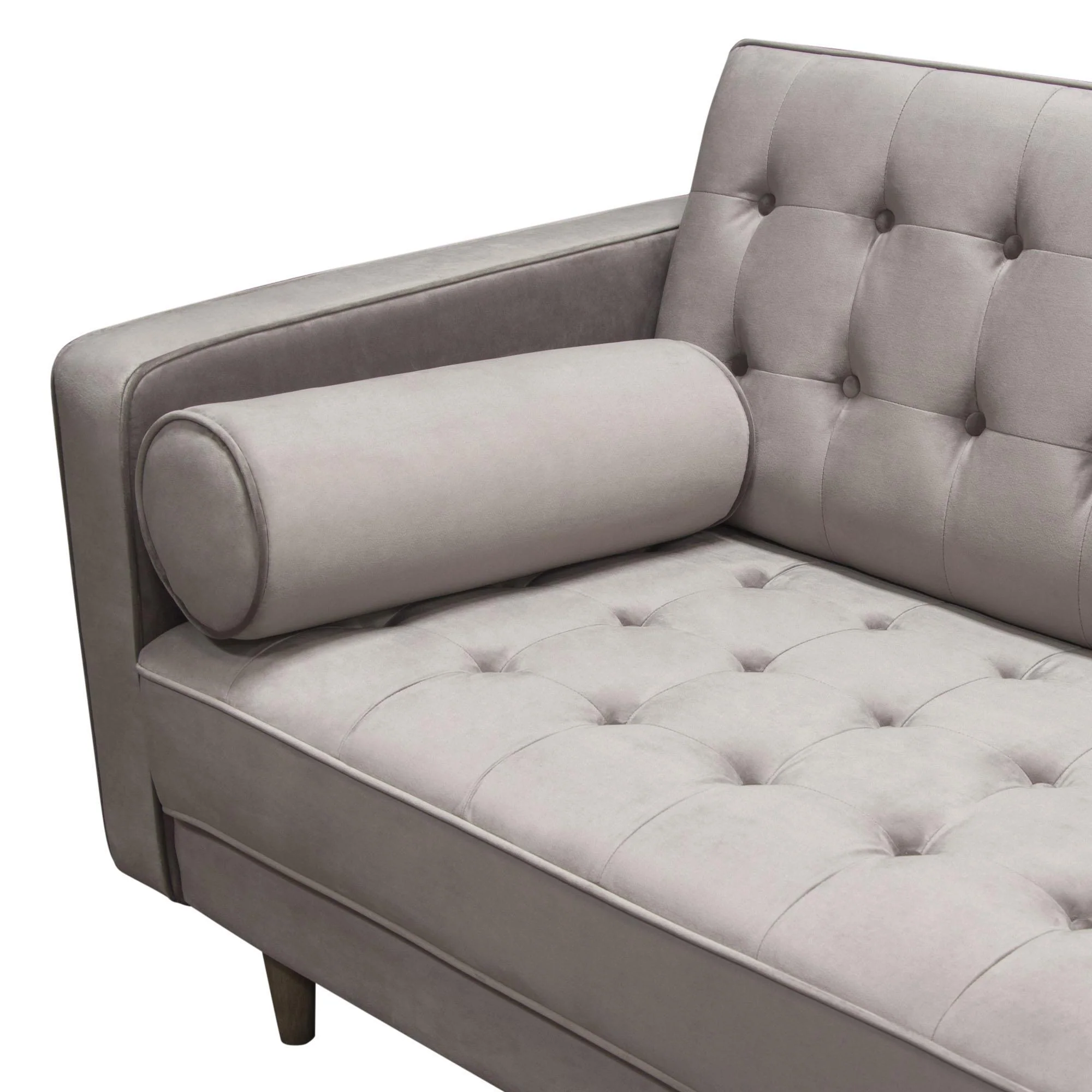 Juniper Tufted Sofa in Champagne Grey Velvet with (2) Bolster Pillows by Diamond Sofa - Image 7