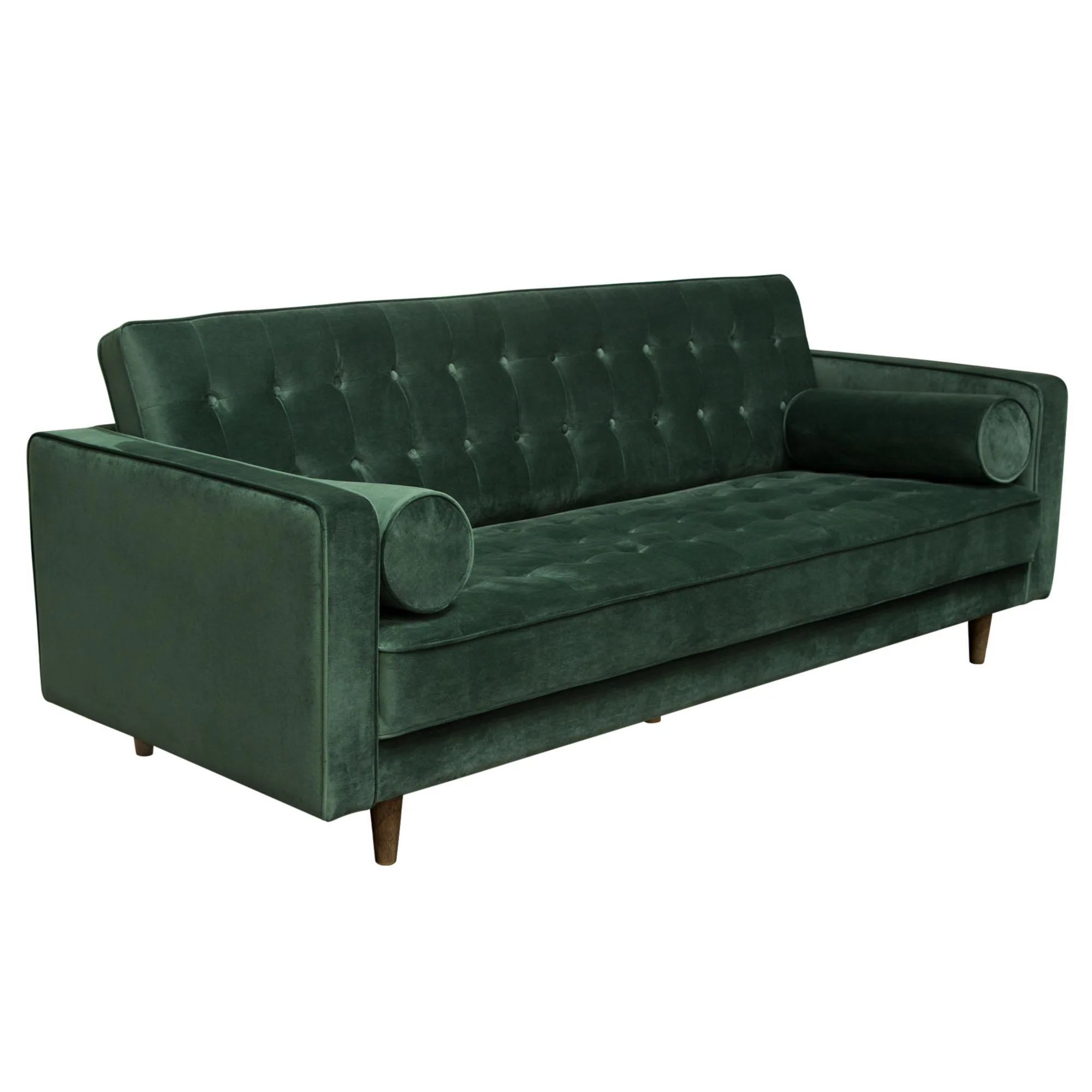 Juniper Tufted Sofa in Hunter Green Velvet with (2) Bolster Pillows by Diamond Sofa - Image 3