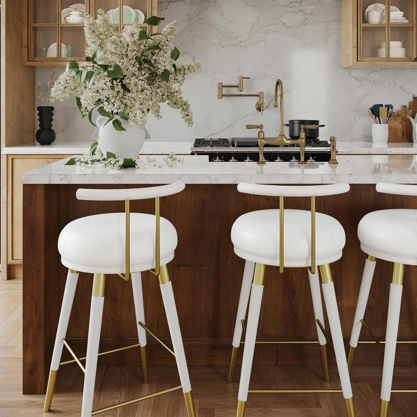 Juniper White Performance Vegan Leather Counter Stool - Image 2
