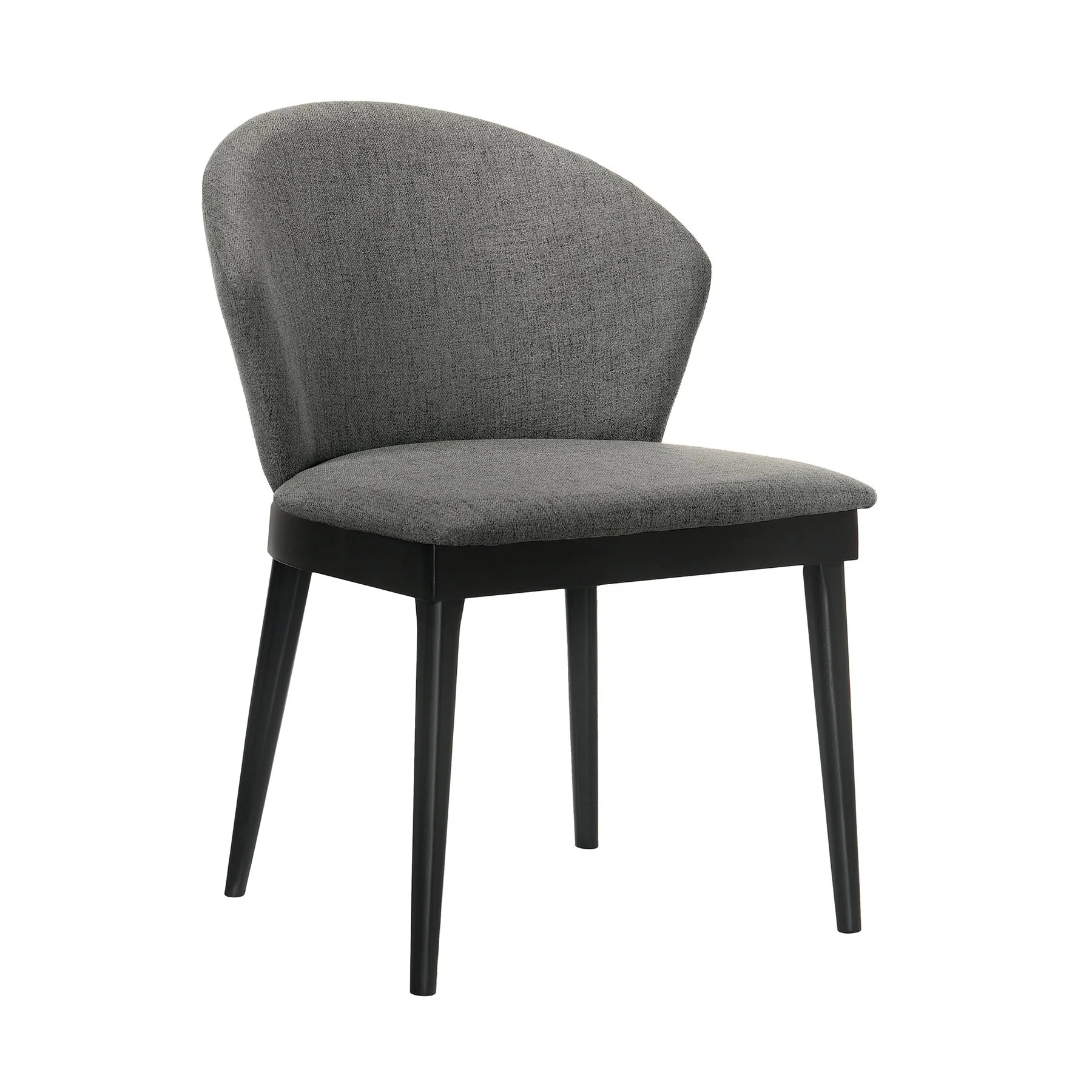 Juno Charcoal Fabric and Black Wood Dining Side Chairs - Set of 2 - Image 2