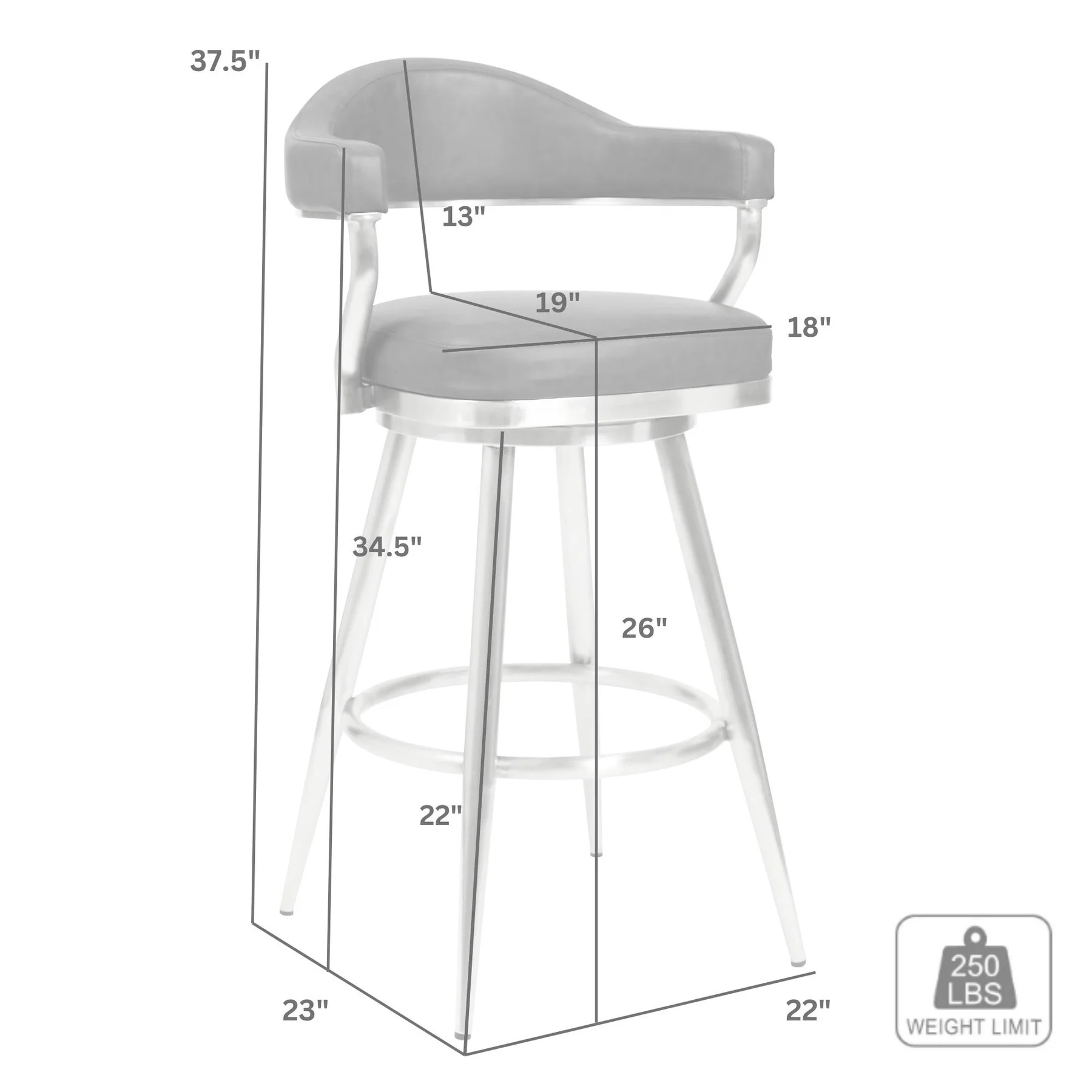 Justin 26" Counter Height Swivel Vintage Coffee Faux Leather Bar Stool with Black Metal Legs - Image 6
