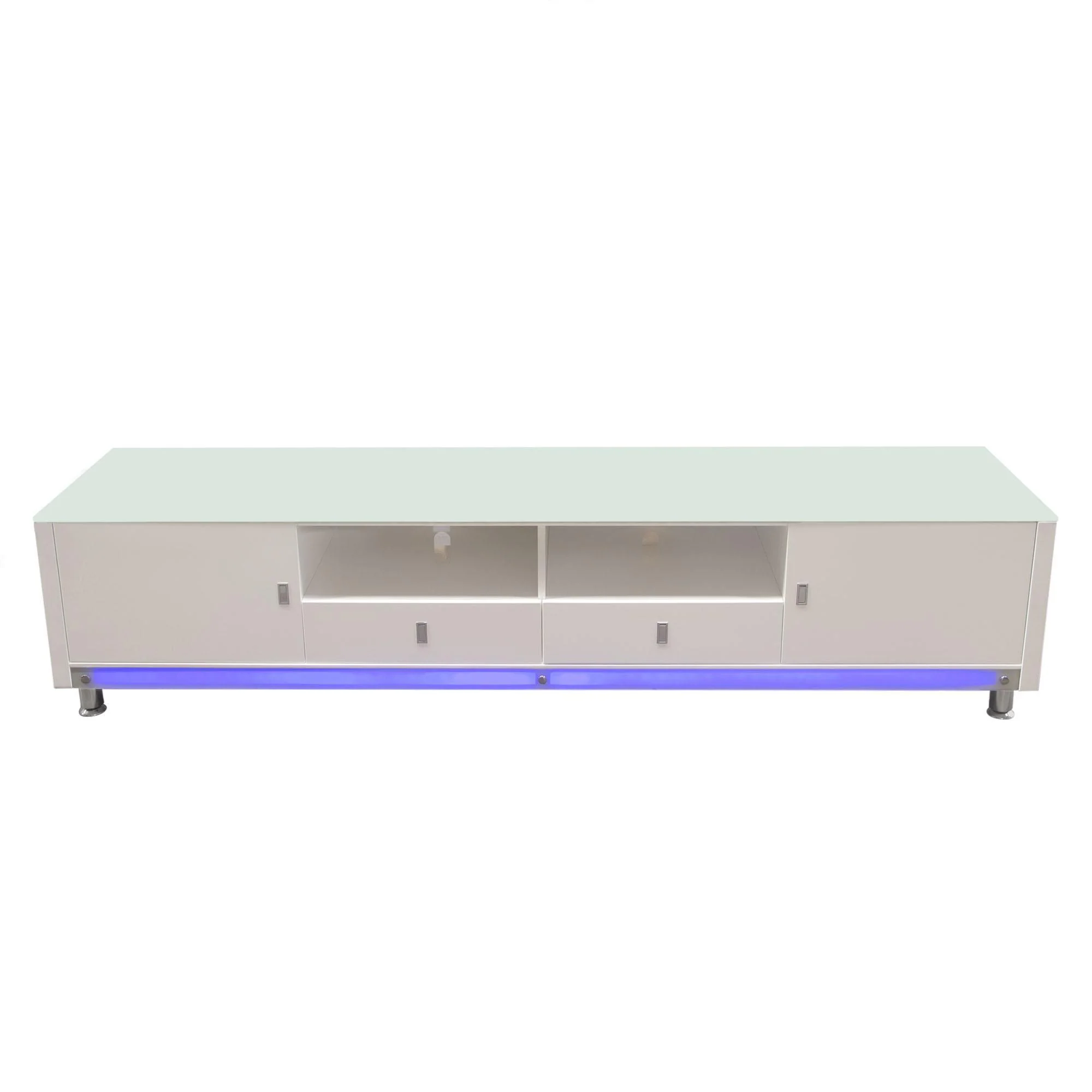 K99 83 Inch Low Profile Entertainment Cabinet in White Lacquer Finish w/ RGB Multi-Color Accent Light by Diamond Sofa - Image 4
