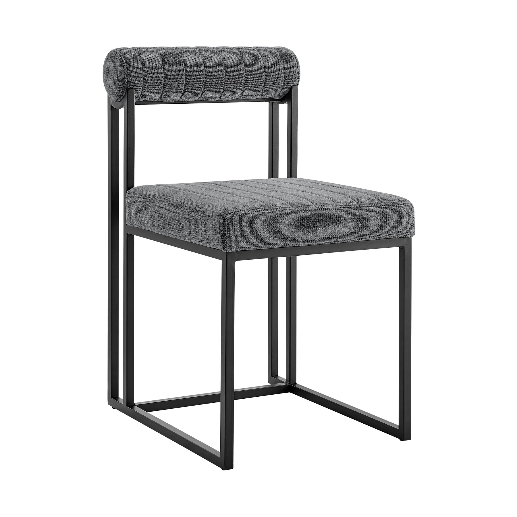 Kai Anastasia 5 Piece Rectangular Glass Dining Table Set with Matte Black Iron and Anchor Gray Fabric - Image 2
