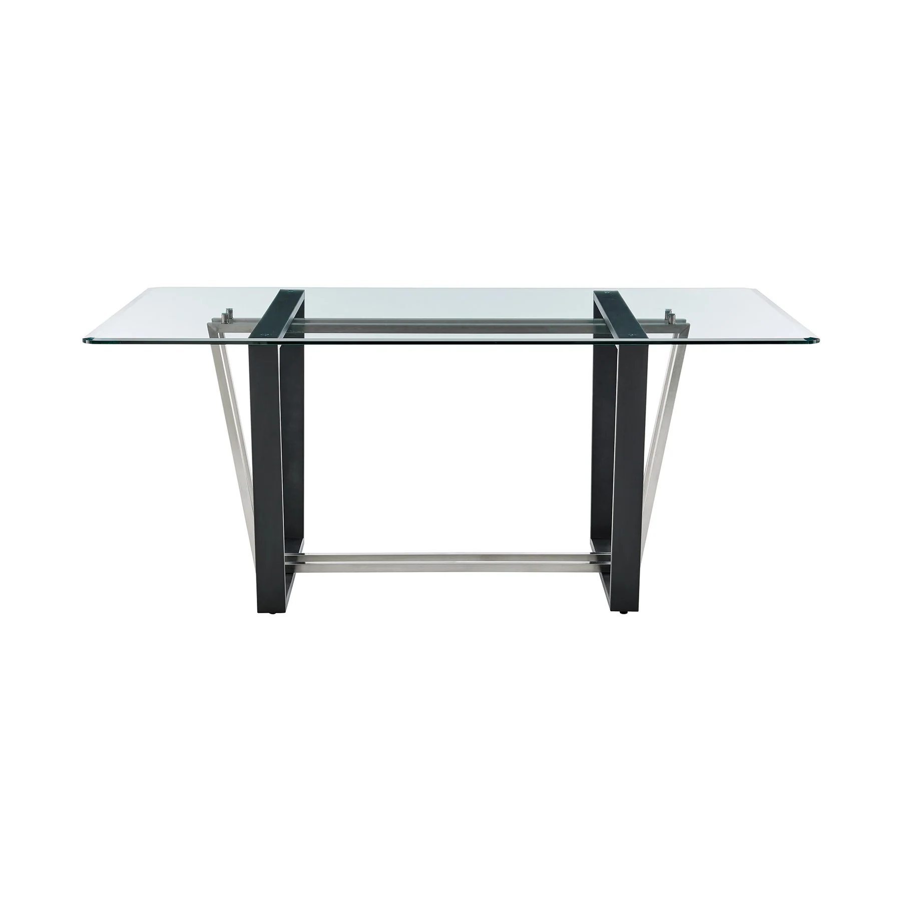 Kai Anastasia 5 Piece Rectangular Glass Dining Table Set with Matte Black Iron and Anchor Gray Fabric - Image 4