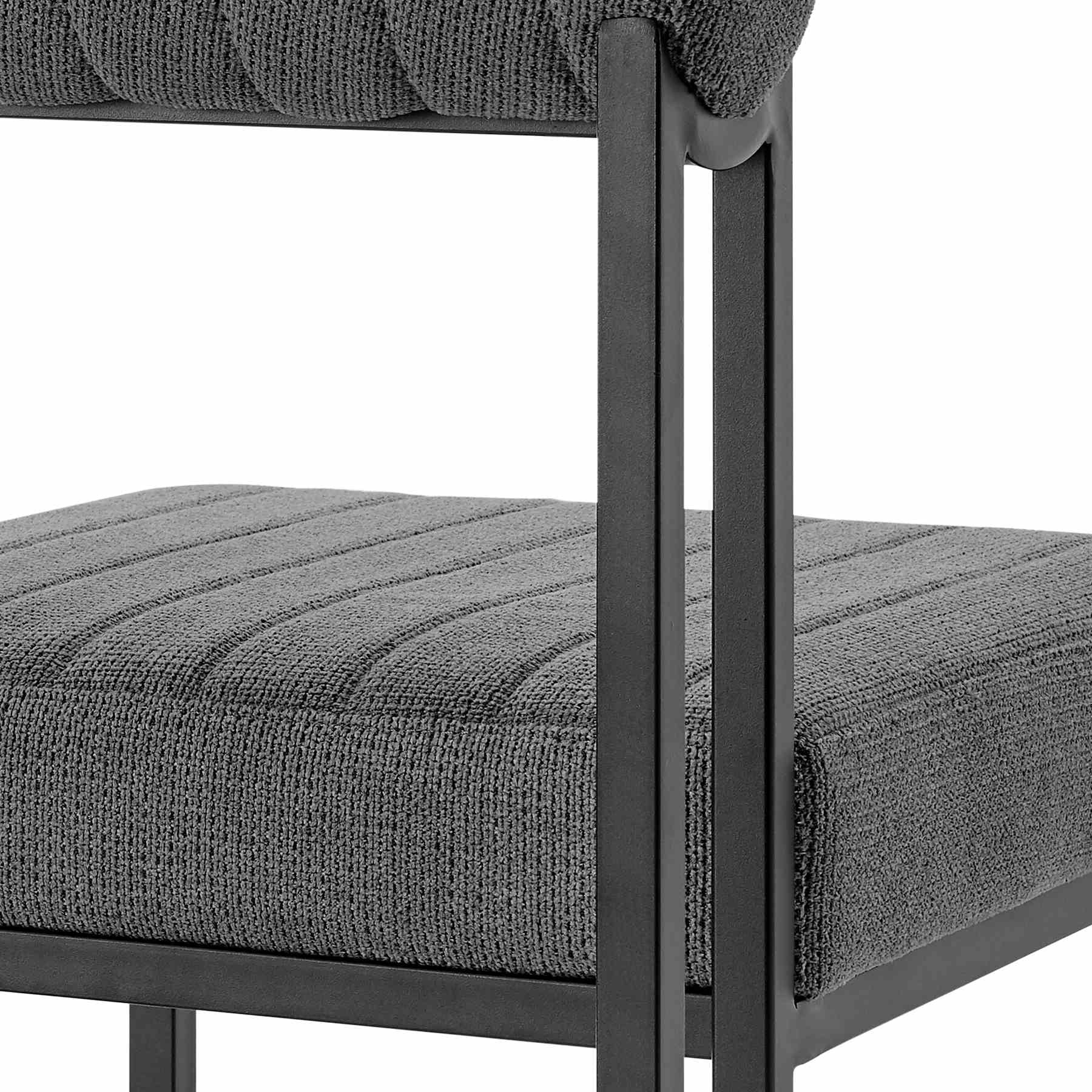 Kai Anastasia 5 Piece Rectangular Glass Dining Table Set with Matte Black Iron and Anchor Gray Fabric - Image 7
