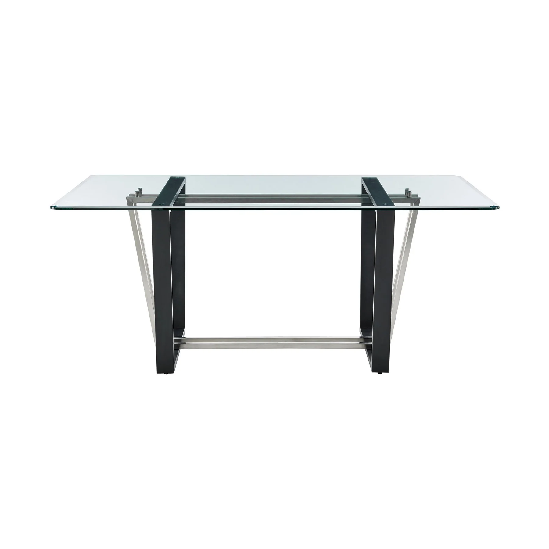 Kai Anastasia 5 Piece Rectangular Glass Dining Table Set with Matte Black Iron and Light Gray Faux Leather - Image 4