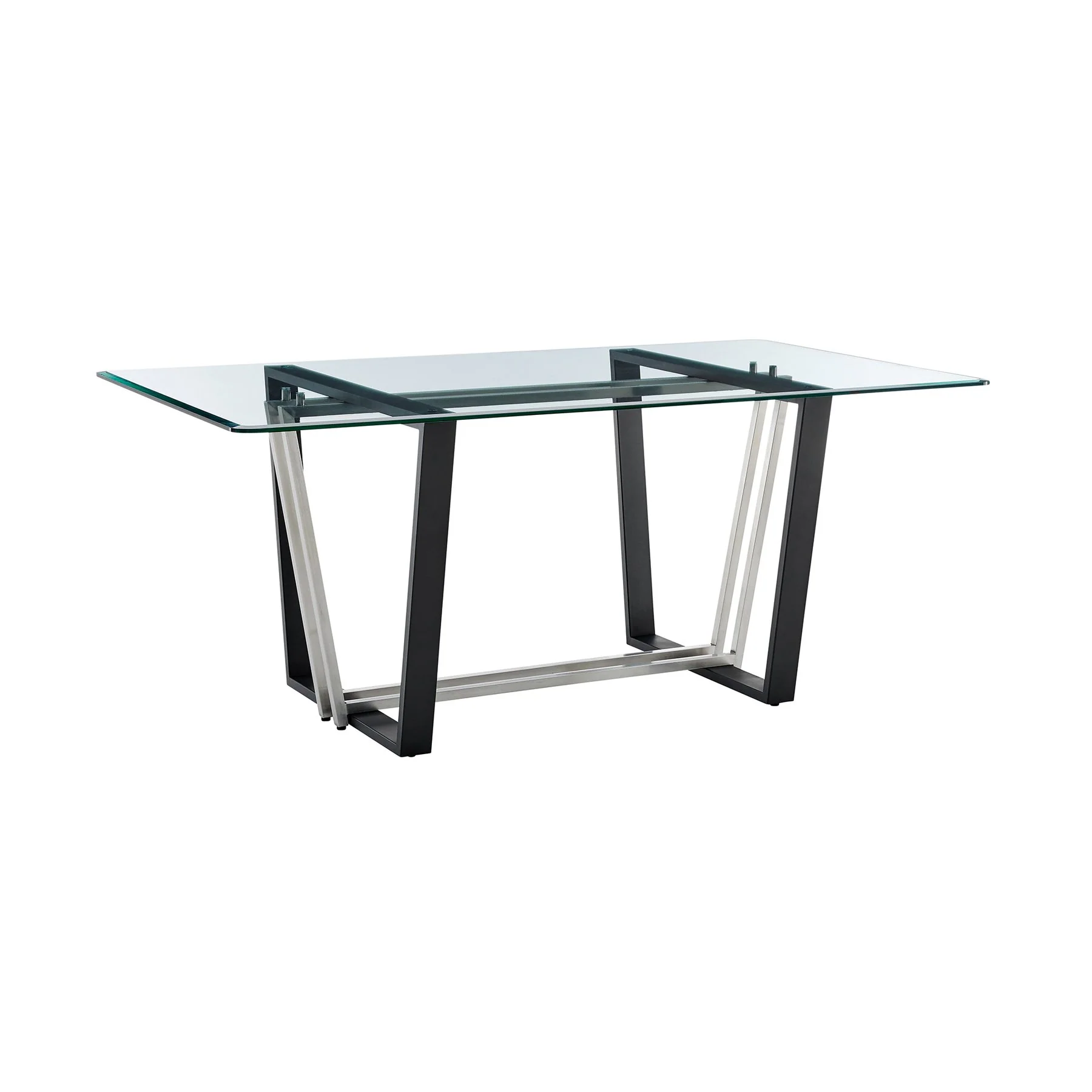 Kai Anastasia 5 Piece Rectangular Glass Dining Table Set with Matte Black Iron and Light Gray Faux Leather - Image 5
