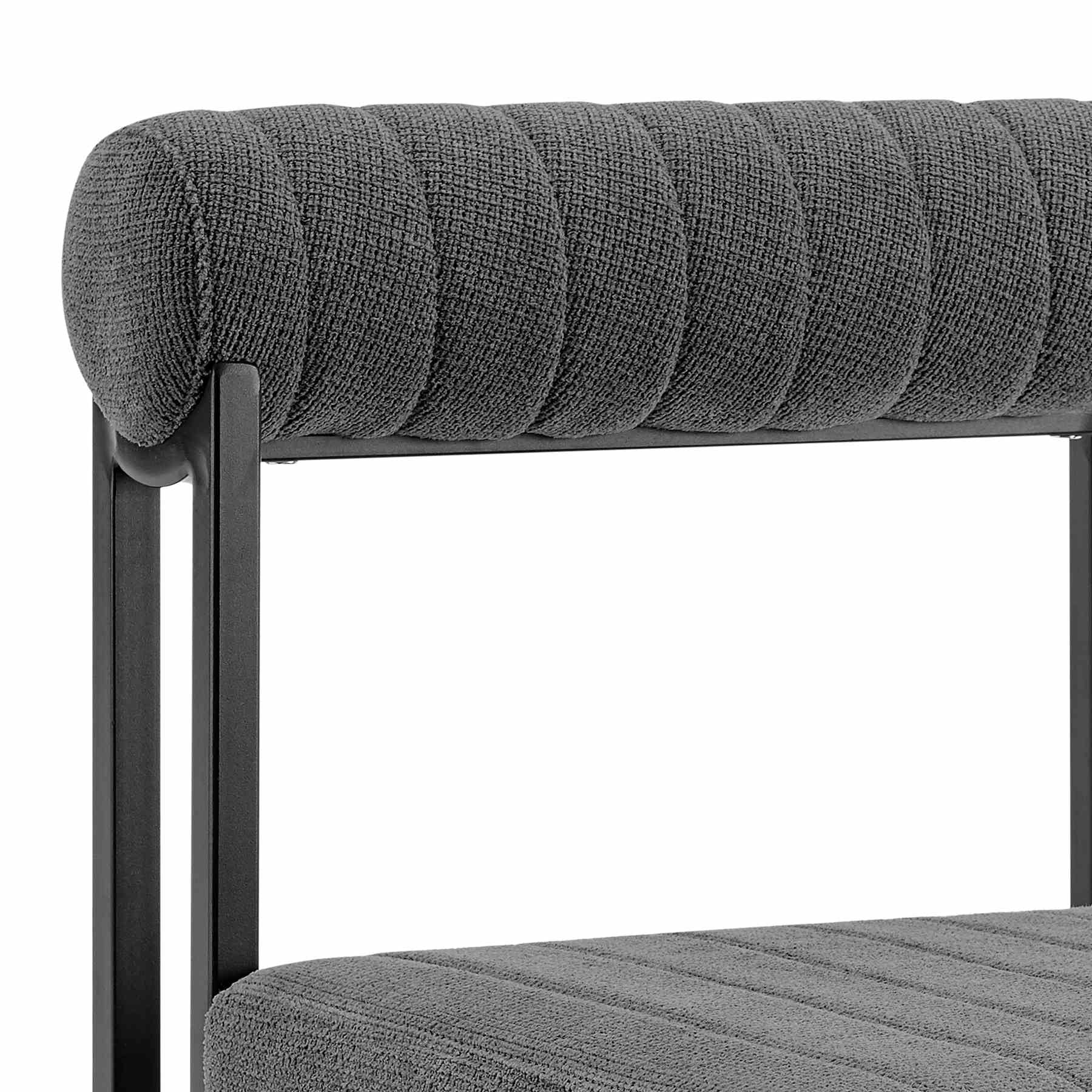 Kai Anastasia 7 Piece Rectangular Glass Dining Table Set with Matte Black Iron and Anchor Gray Fabric - Image 6