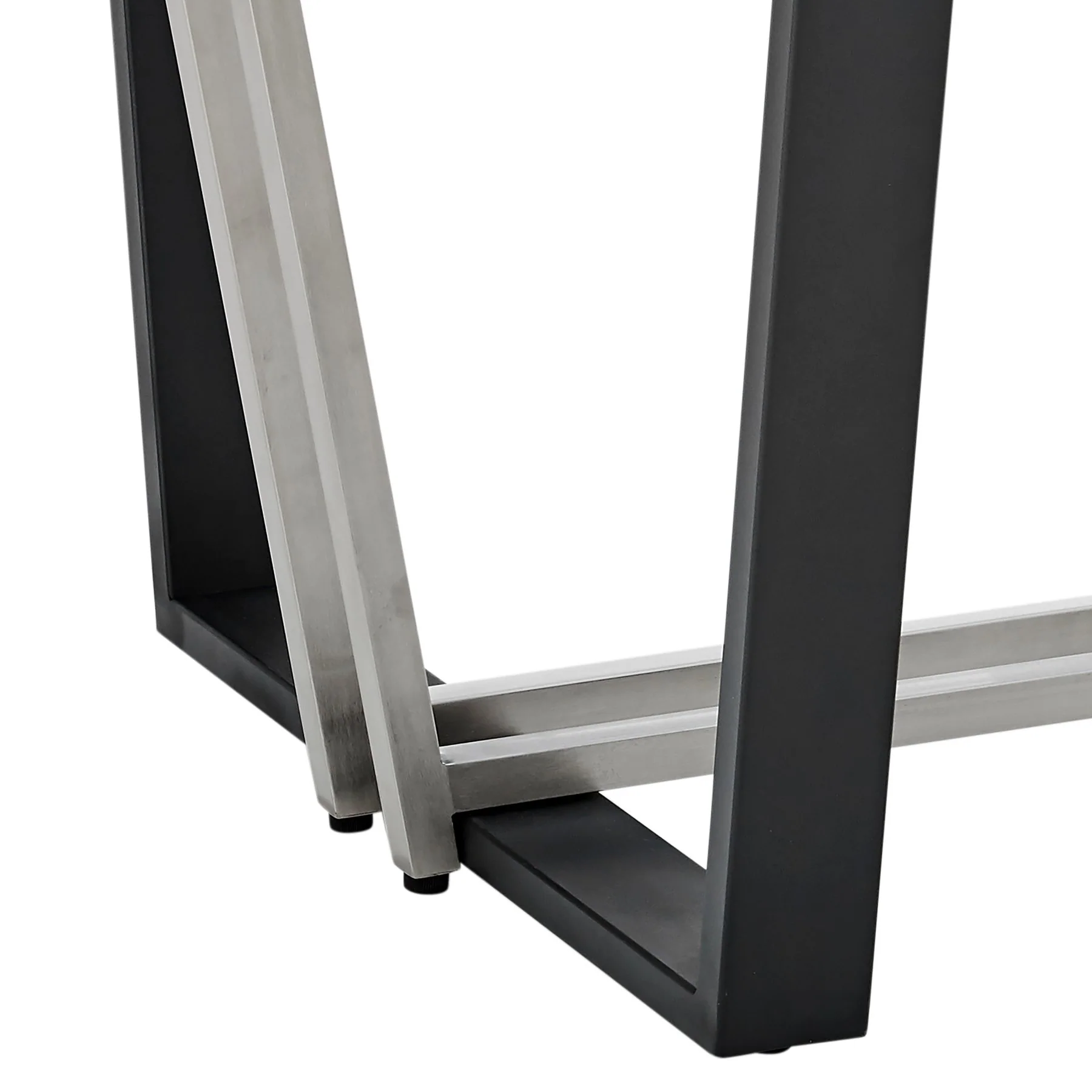 Kai Anastasia 7 Piece Rectangular Glass Dining Table Set with Matte Black Iron and Light Gray Fabric - Image 9