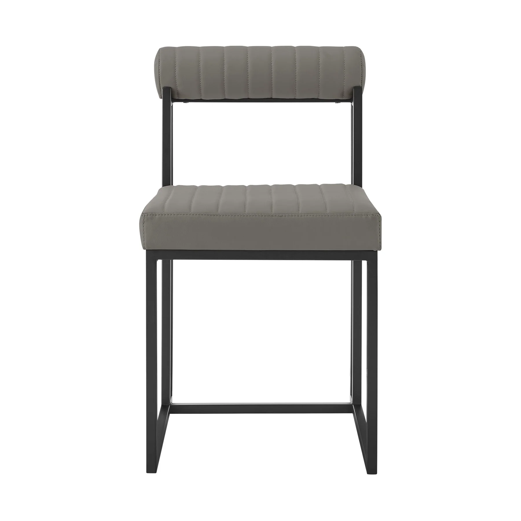 Kai Anastasia 7 Piece Rectangular Glass Dining Table Set with Matte Black Iron and Light Gray Faux Leather - Image 3