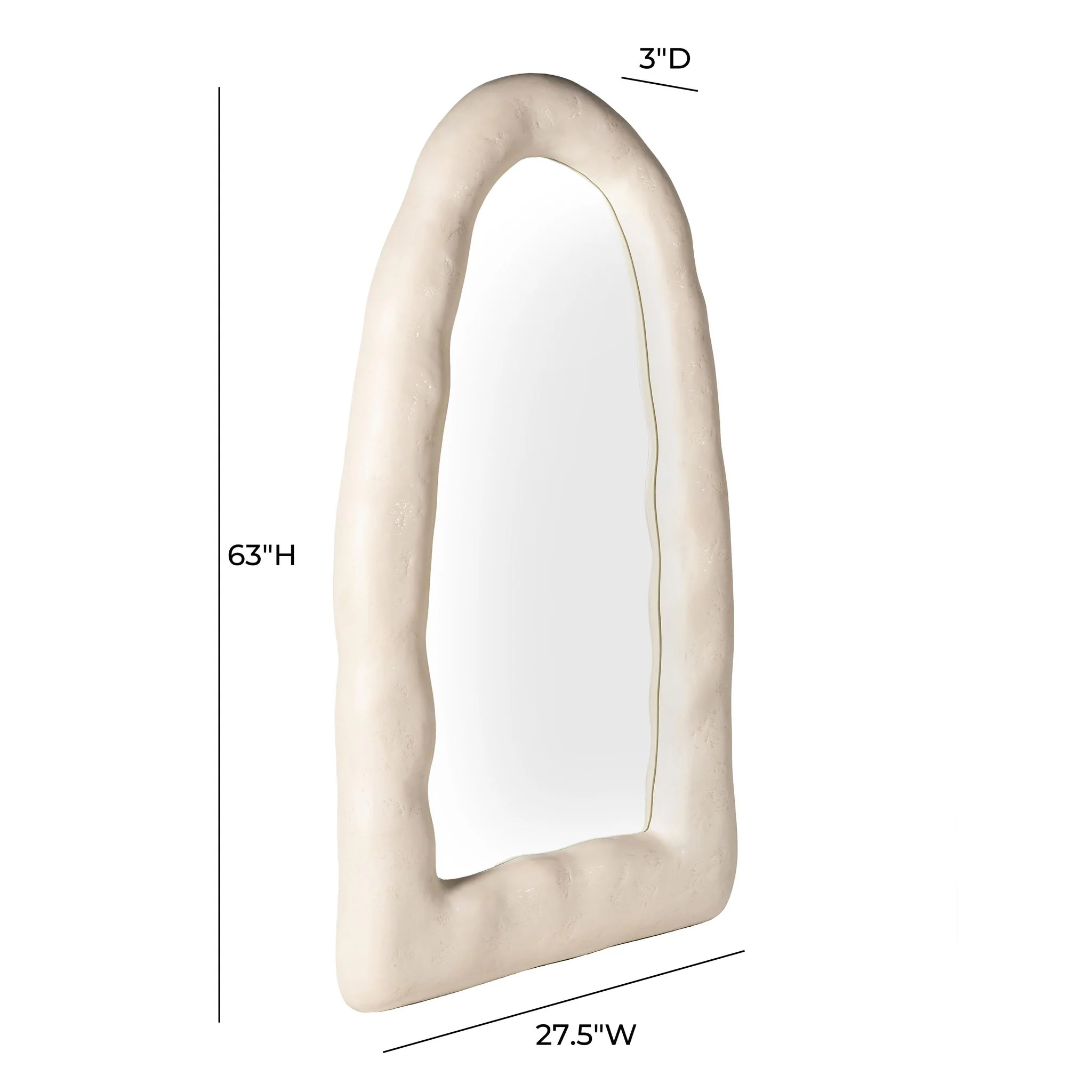 Kaia Cream Textured Small Floor Mirror - Image 6