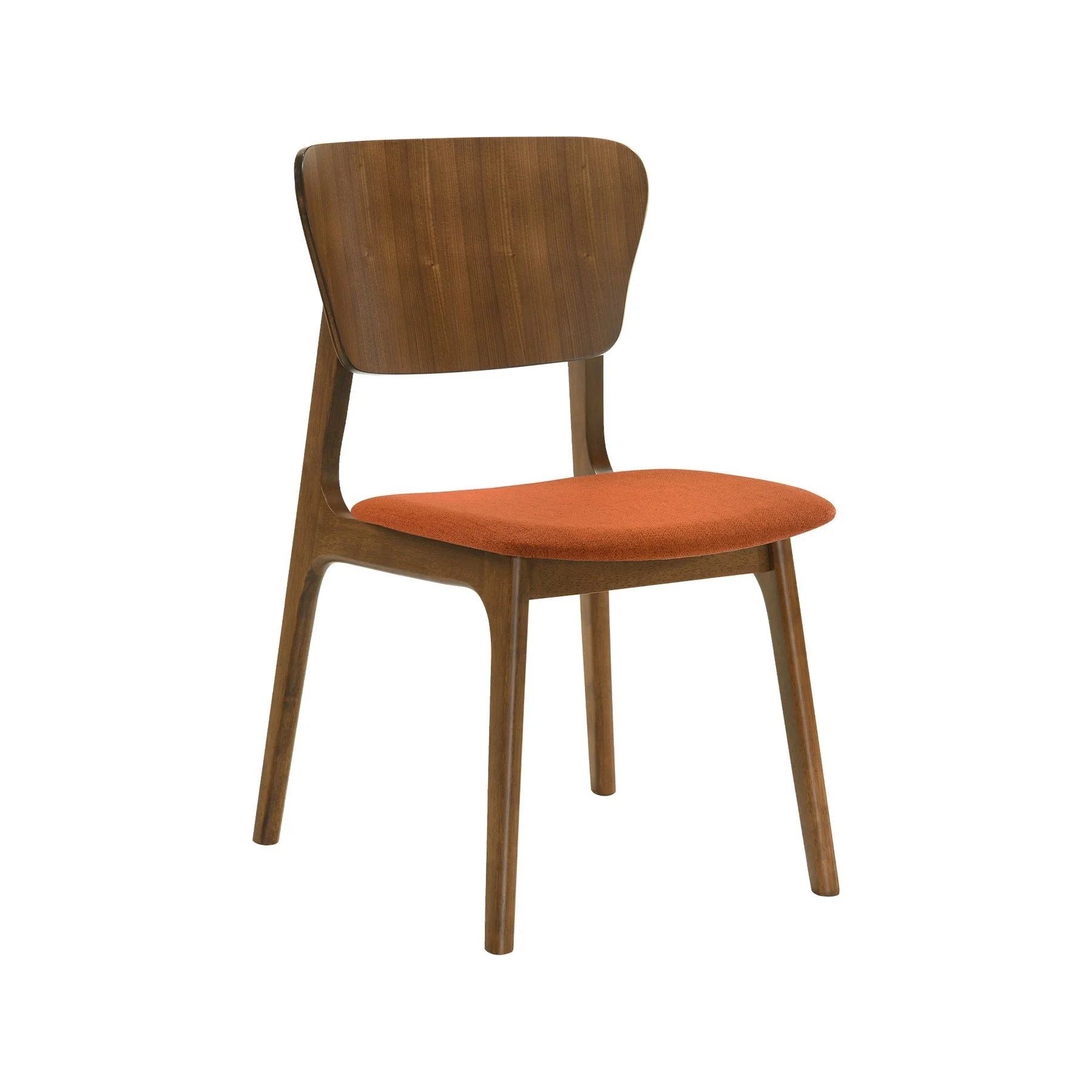 Kalia 5 Piece Wood Dining Set in Walnut Finish with Orange Fabric - Image 2