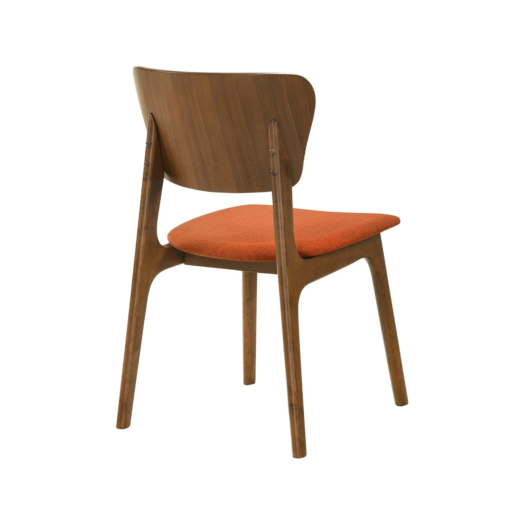 Kalia 5 Piece Wood Dining Set in Walnut Finish with Orange Fabric - Image 3