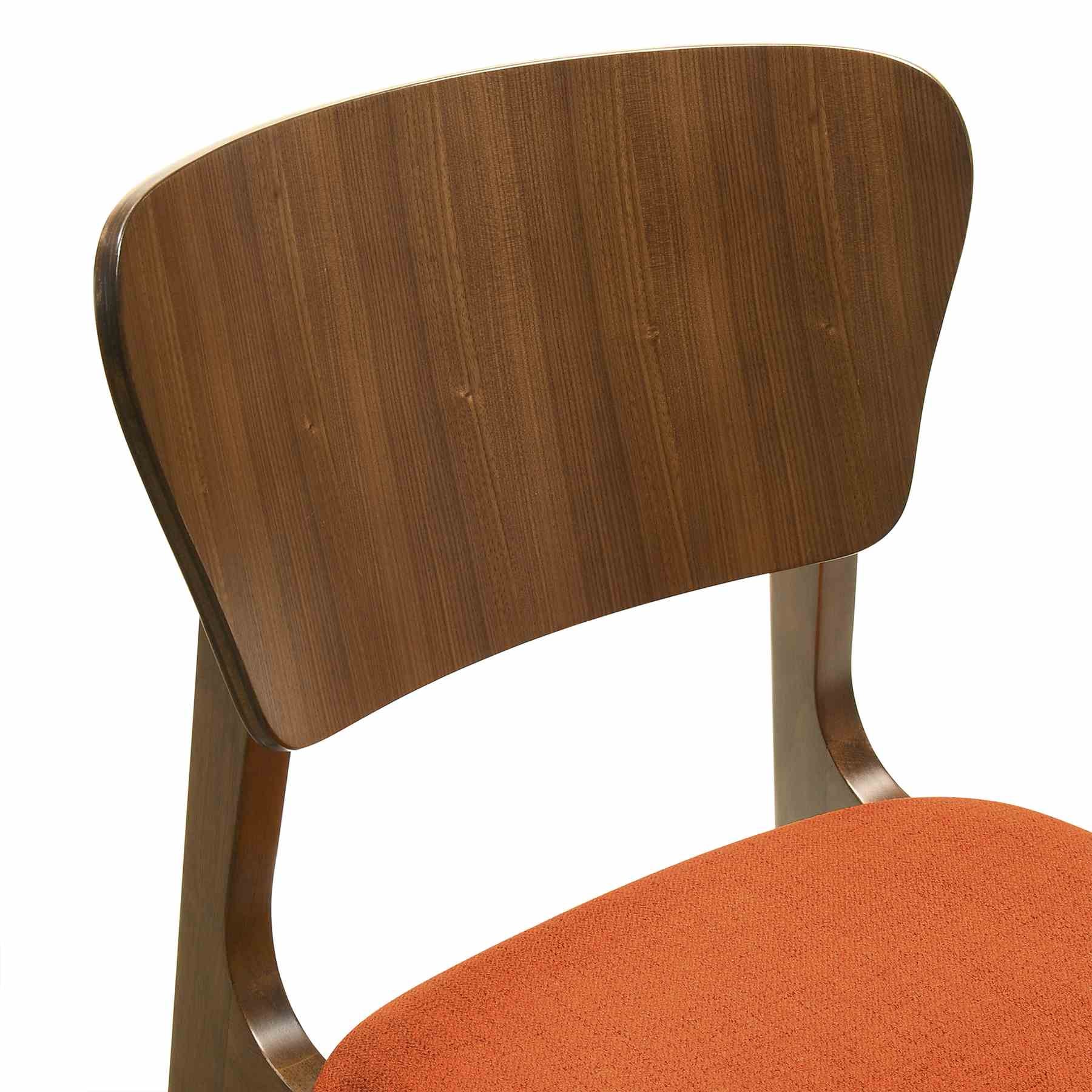 Kalia 5 Piece Wood Dining Set in Walnut Finish with Orange Fabric - Image 6