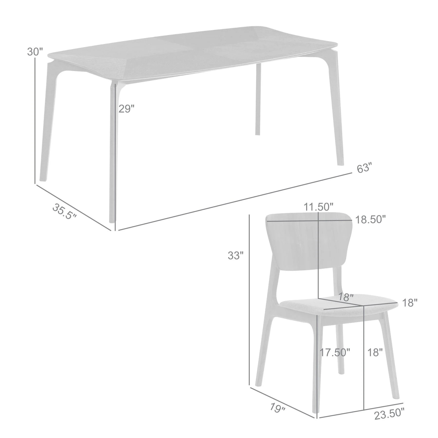 Kalia 7 Piece Wood Dining Set in Gray Finish with Gray Fabric - Image 10