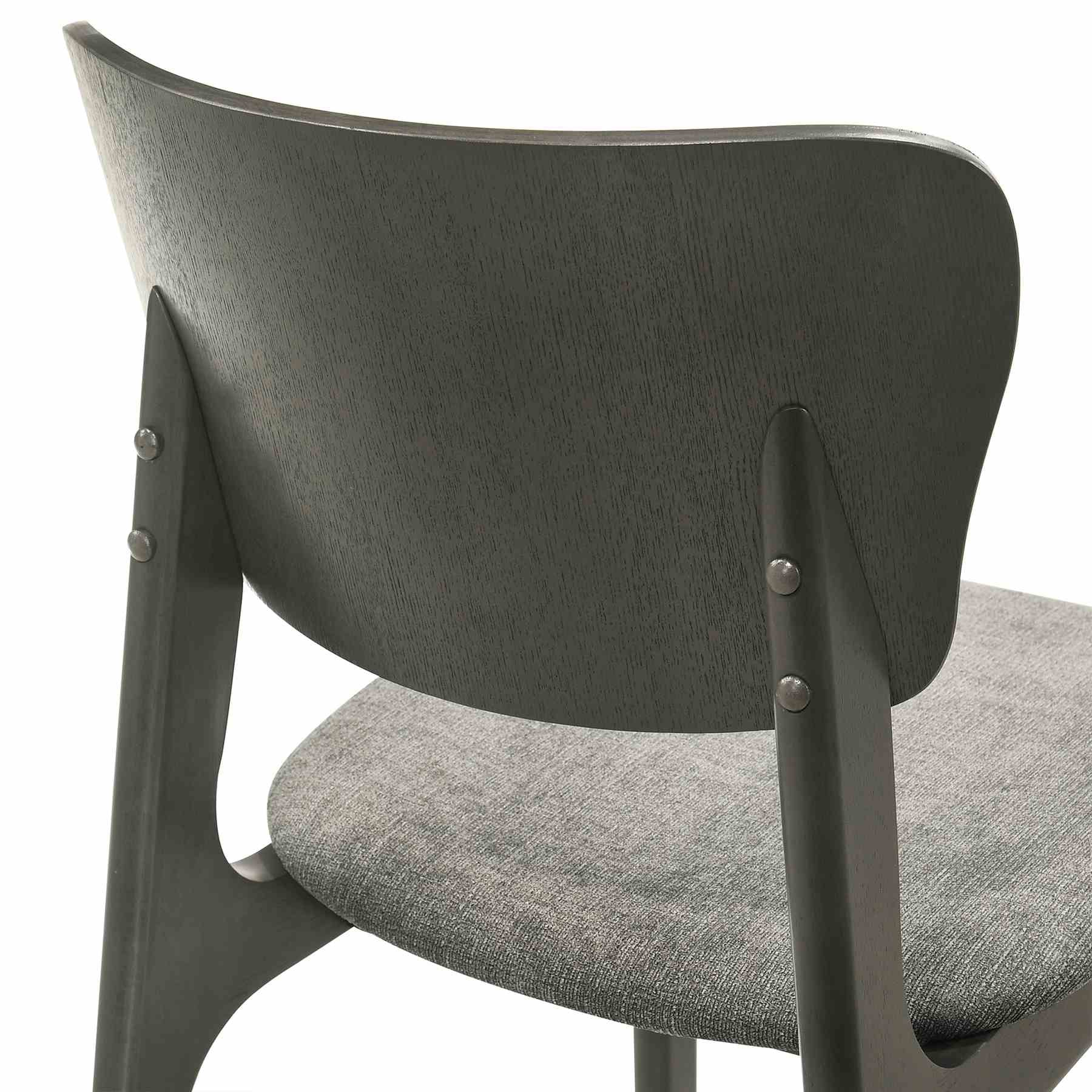 Kalia Wood Dining Chair in Gray Finish with Gray Fabric - Set of 2 - Image 6