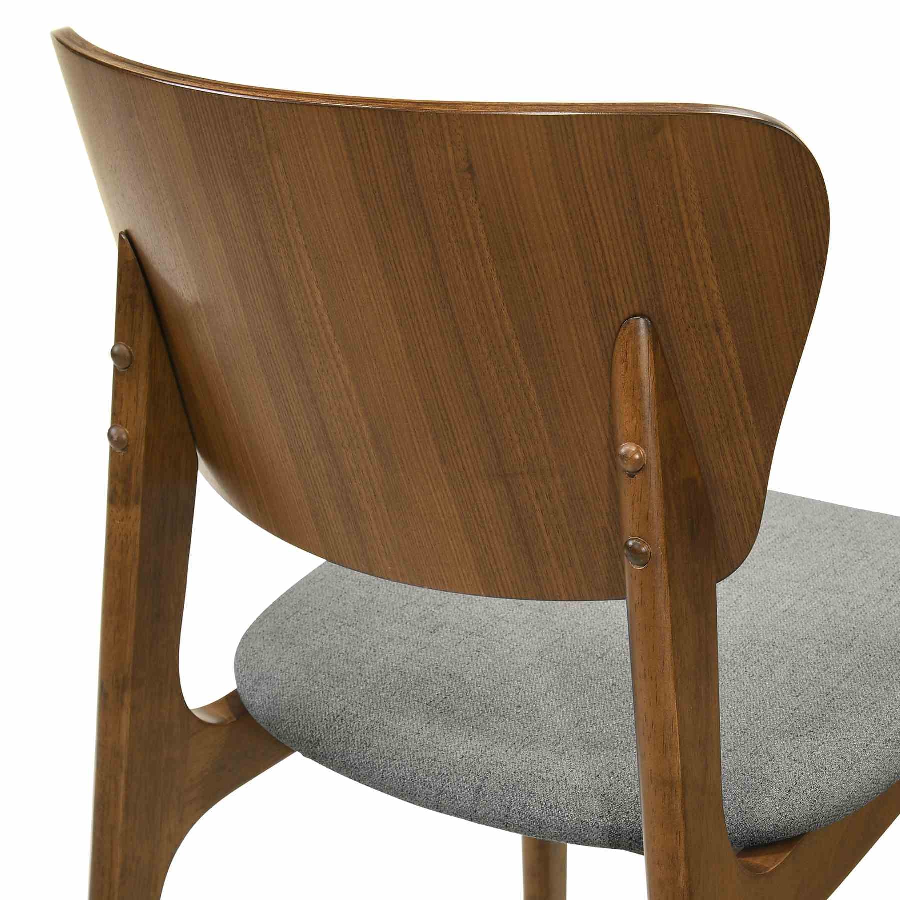 Kalia Wood Dining Chair in Walnut Finish with Charcoal Fabric - Set of 2 - Image 6