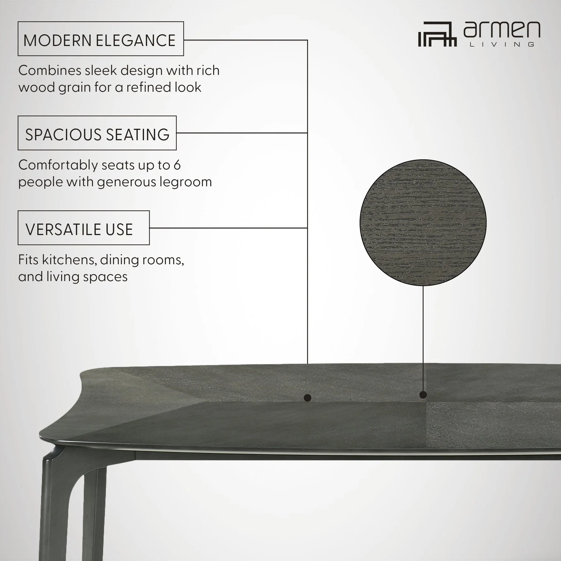 Kalia Wood Dining Table in Gray Finish - Image 9