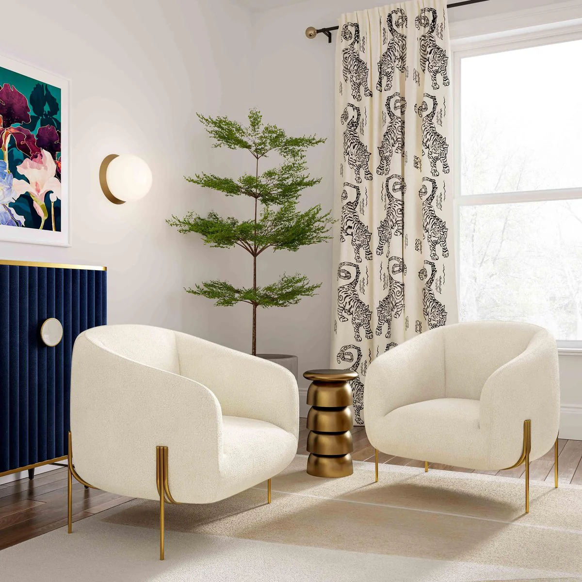 Kandra Cream Shearling Accent Chair - Image 2