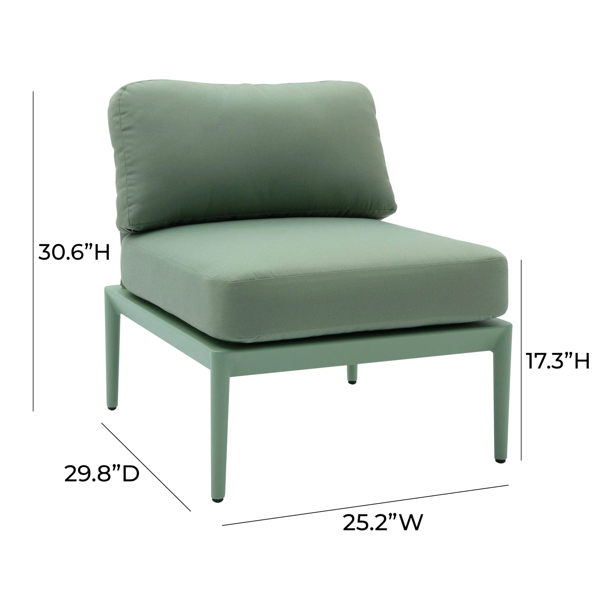Kapri Moss Green Modular Outdoor Armless Chair - Image 7