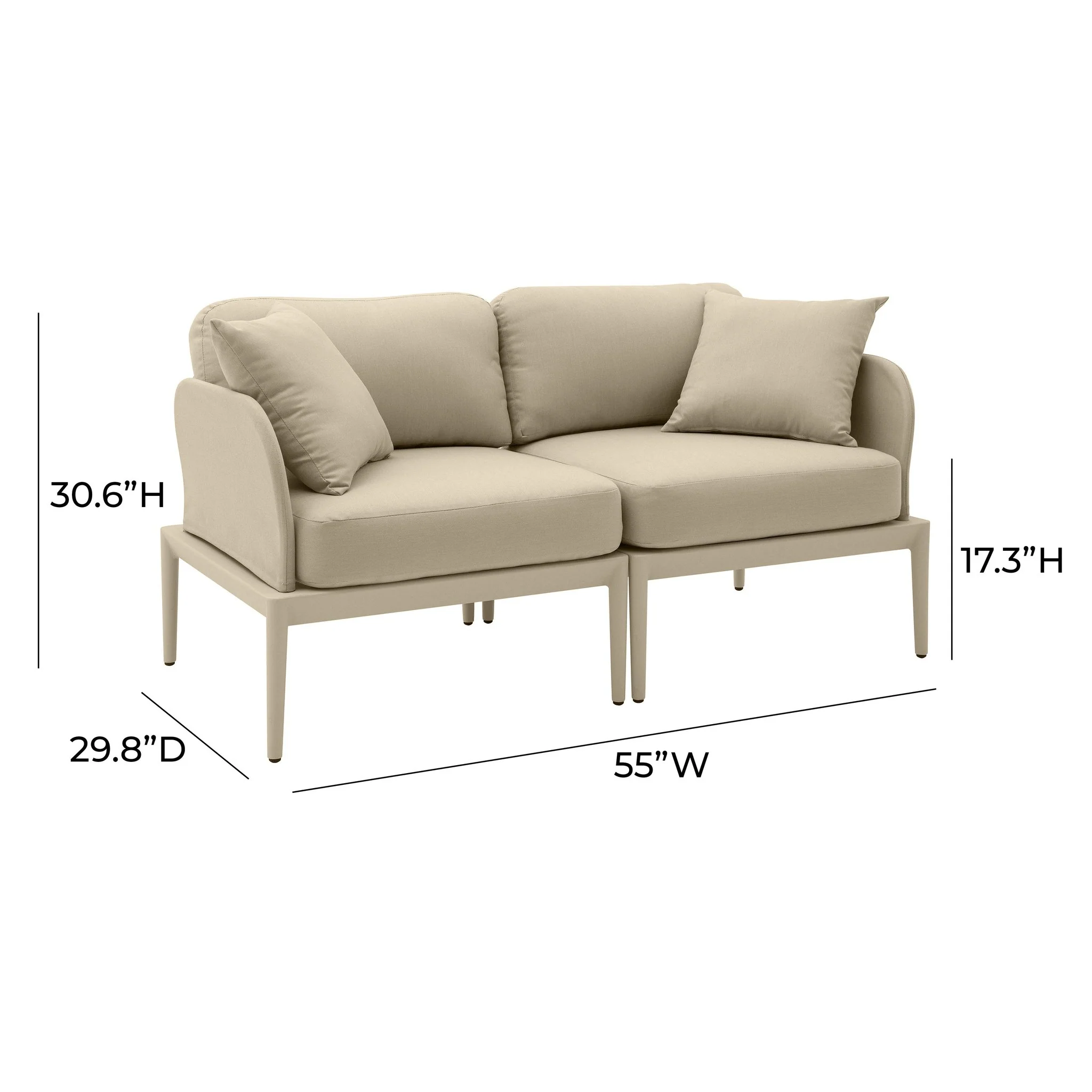 Kapri Taupe Modular Outdoor Loveseat - Image 5