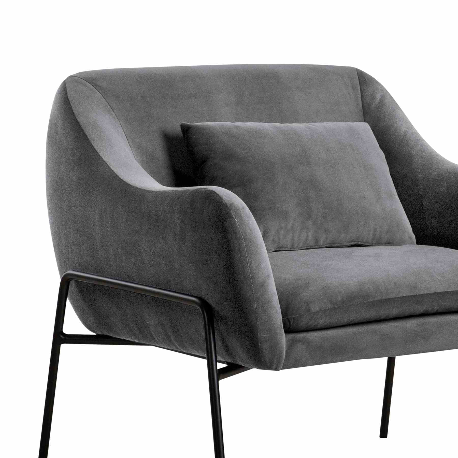 Karen Gray Velvet Modern Accent Chair - Image 4