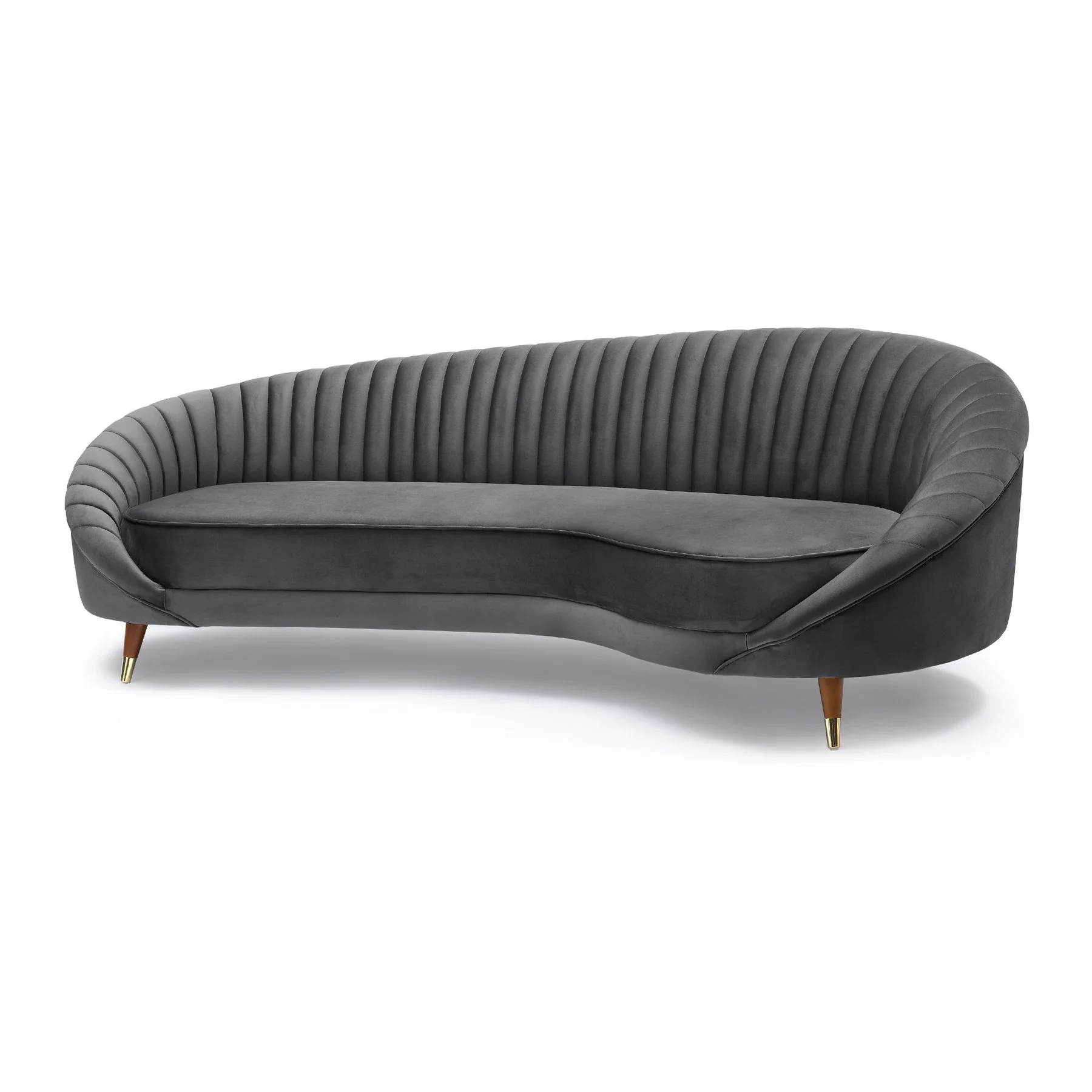 Karisma Dark Gray Curved Velvet Sofa - Image 2