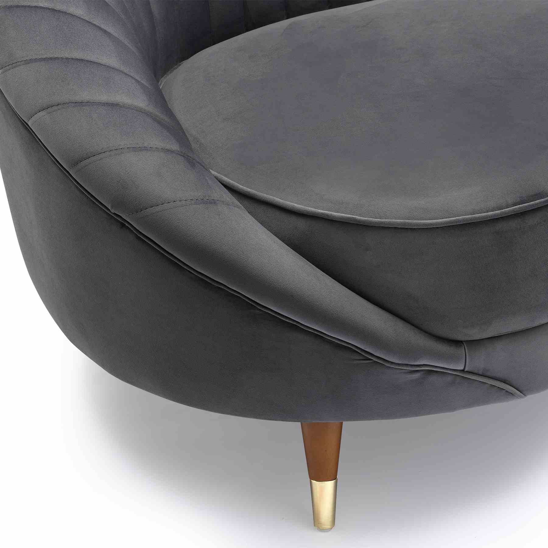 Karisma Dark Gray Curved Velvet Sofa - Image 4