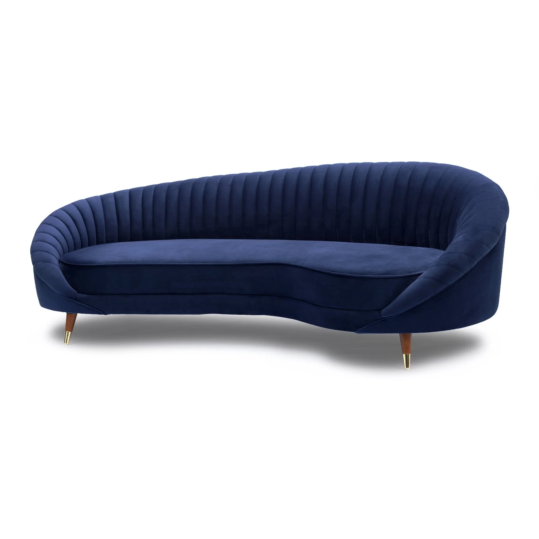 Karisma Navy Curved Velvet Sofa - Image 2