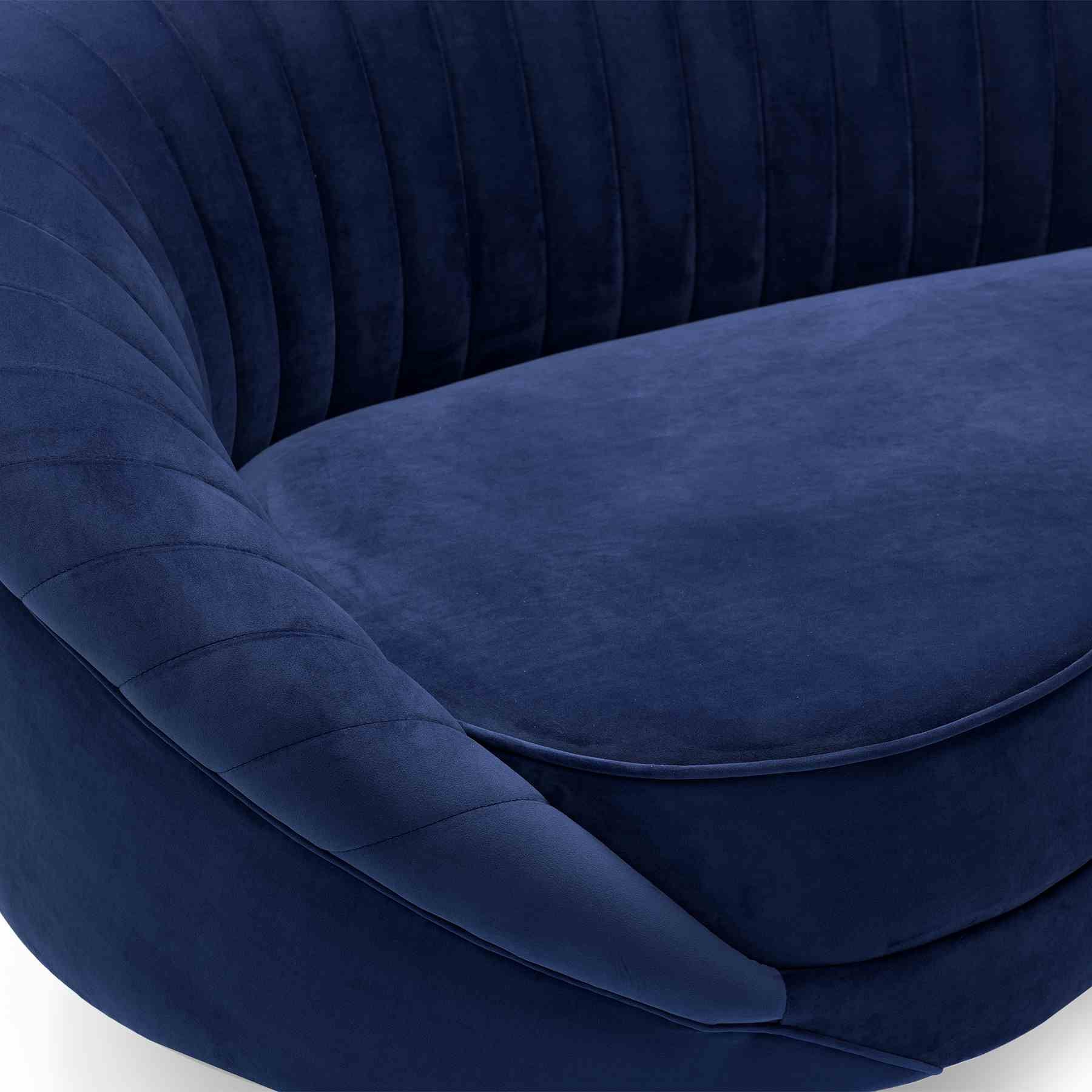 Karisma Navy Curved Velvet Sofa - Image 4