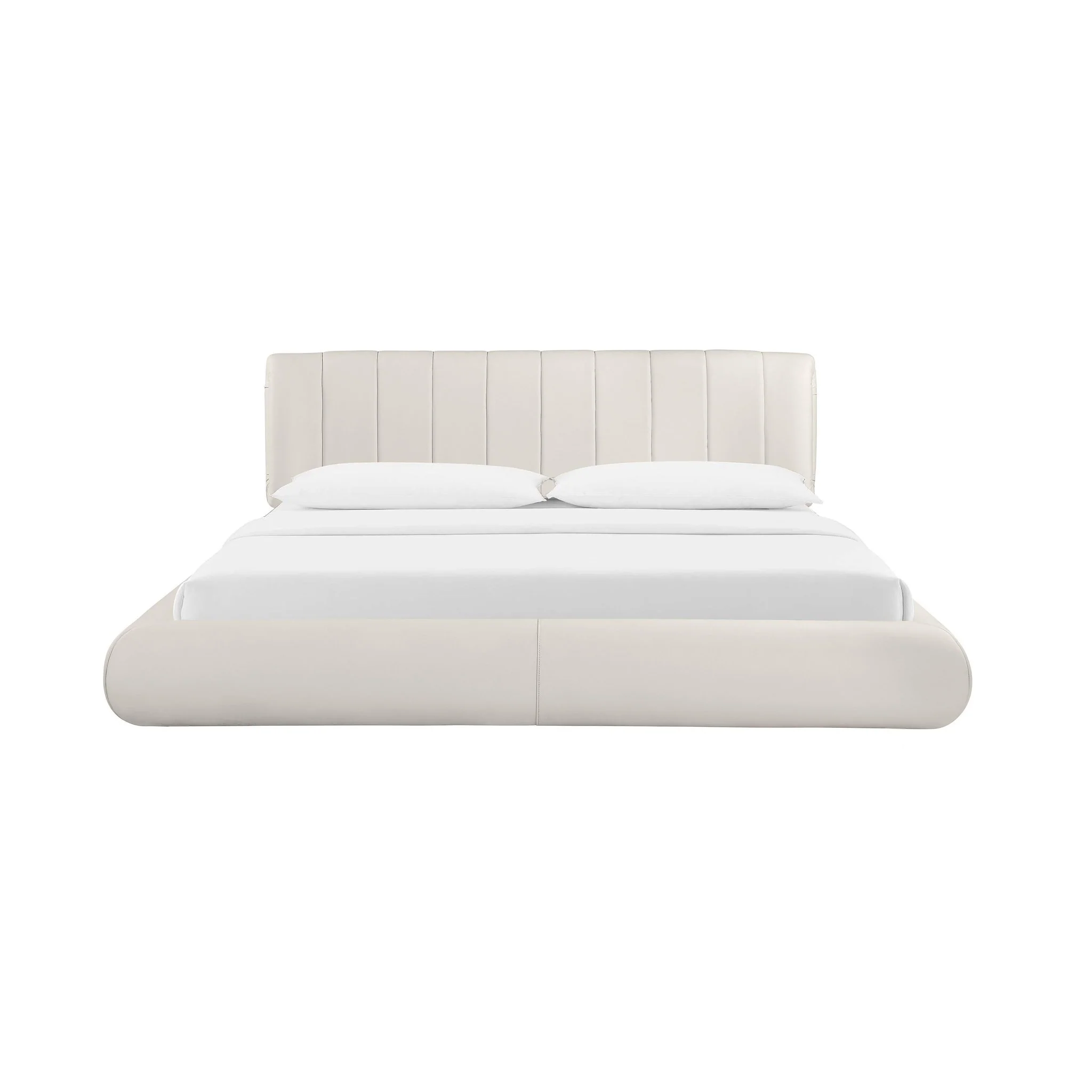Karol Cream Vegan Leather King Bed - Image 5