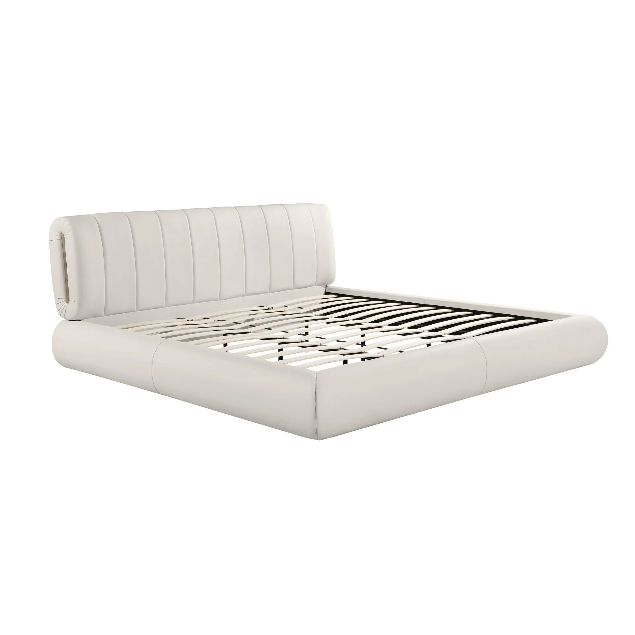 Karol Cream Vegan Leather Queen Bed - Image 4