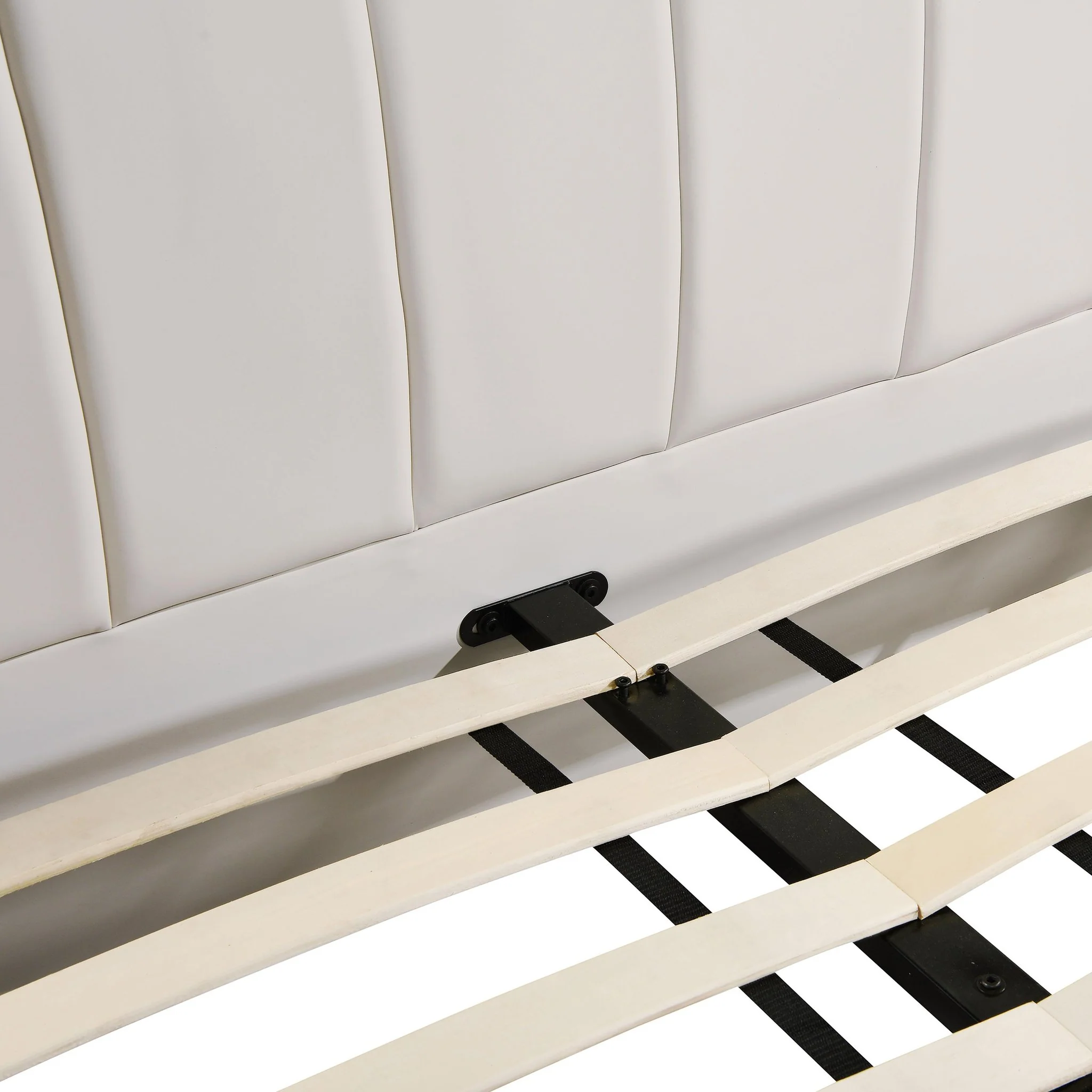 Karol Cream Vegan Leather Queen Bed - Image 6